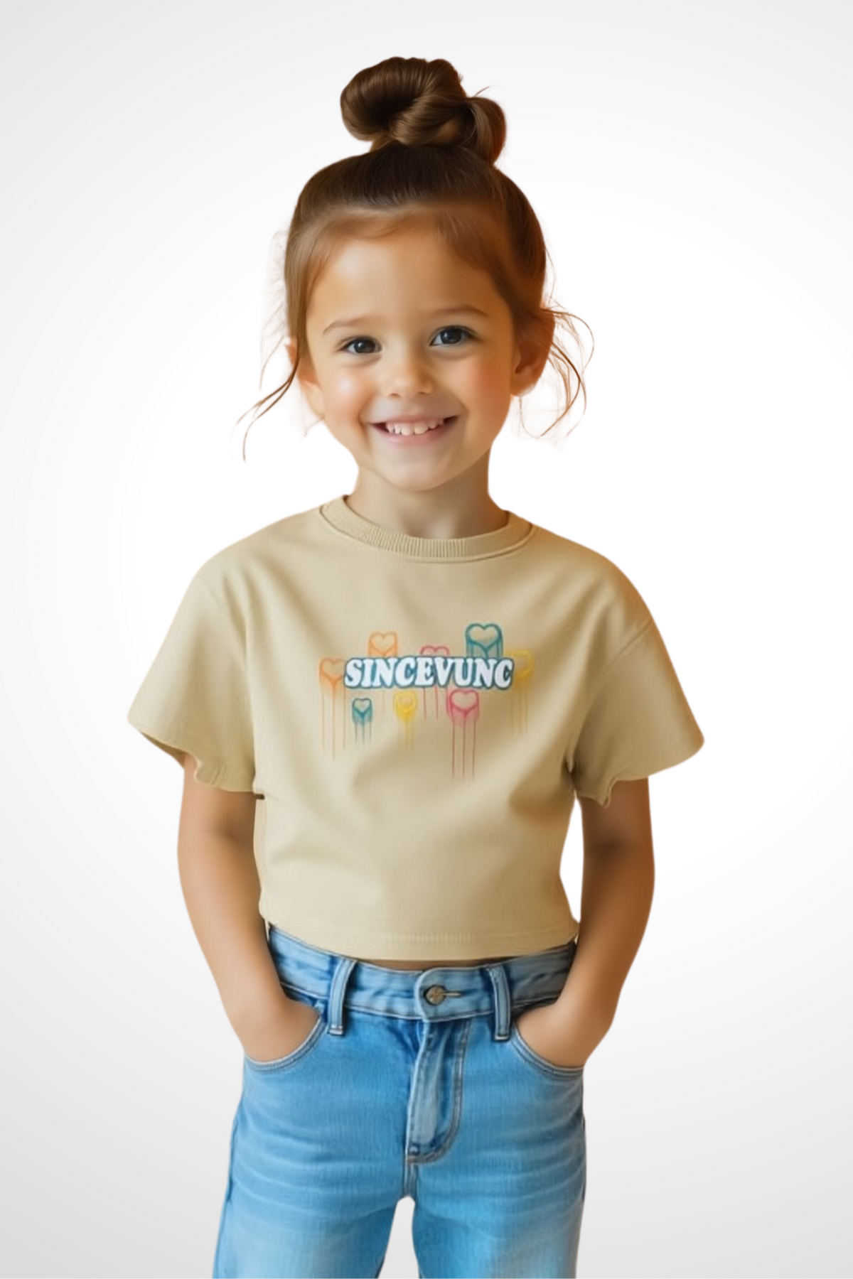 Kids Crew Neck T-Shirt SINCEVUNC (Beige)