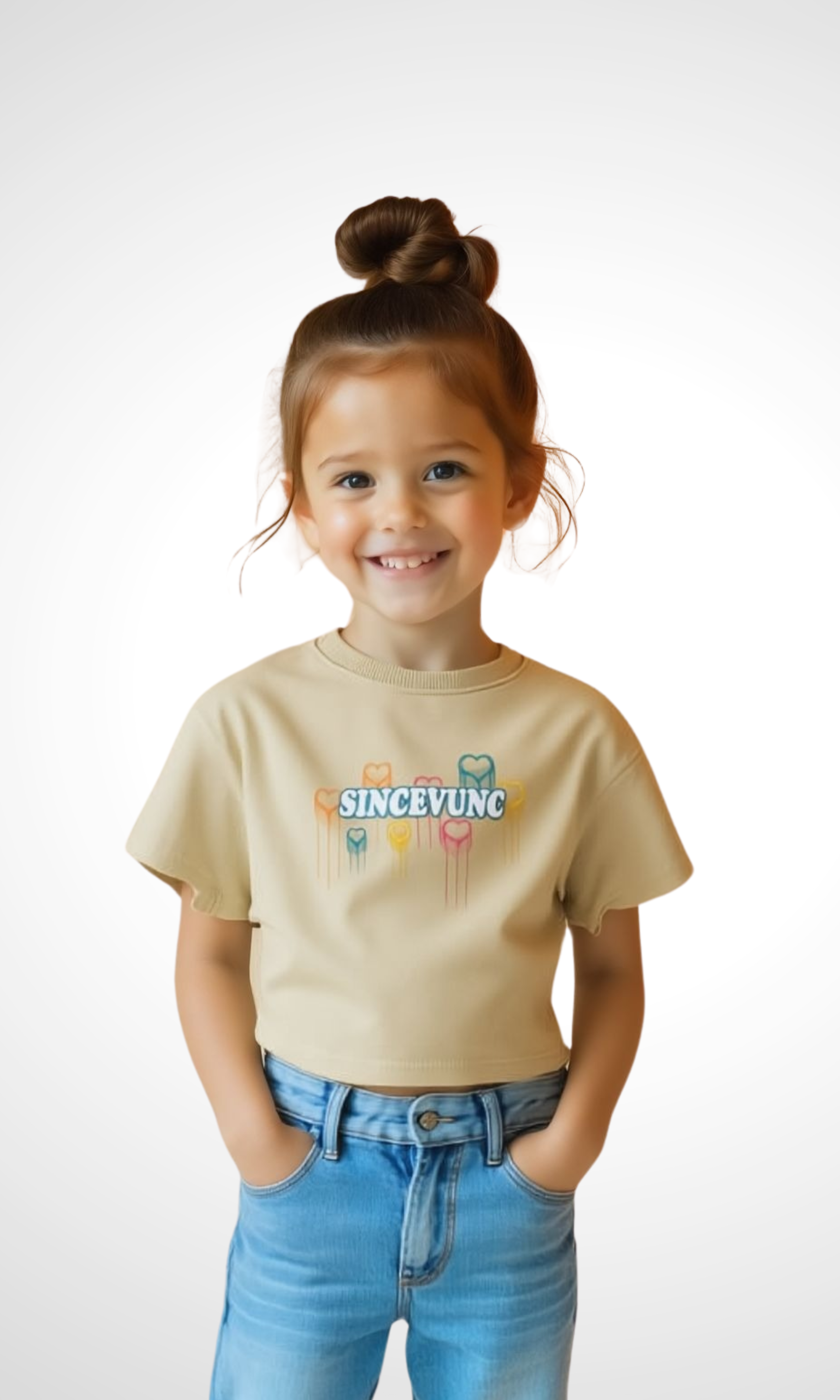 Kids Crew Neck T-Shirt SINCEVUNC (Beige)
