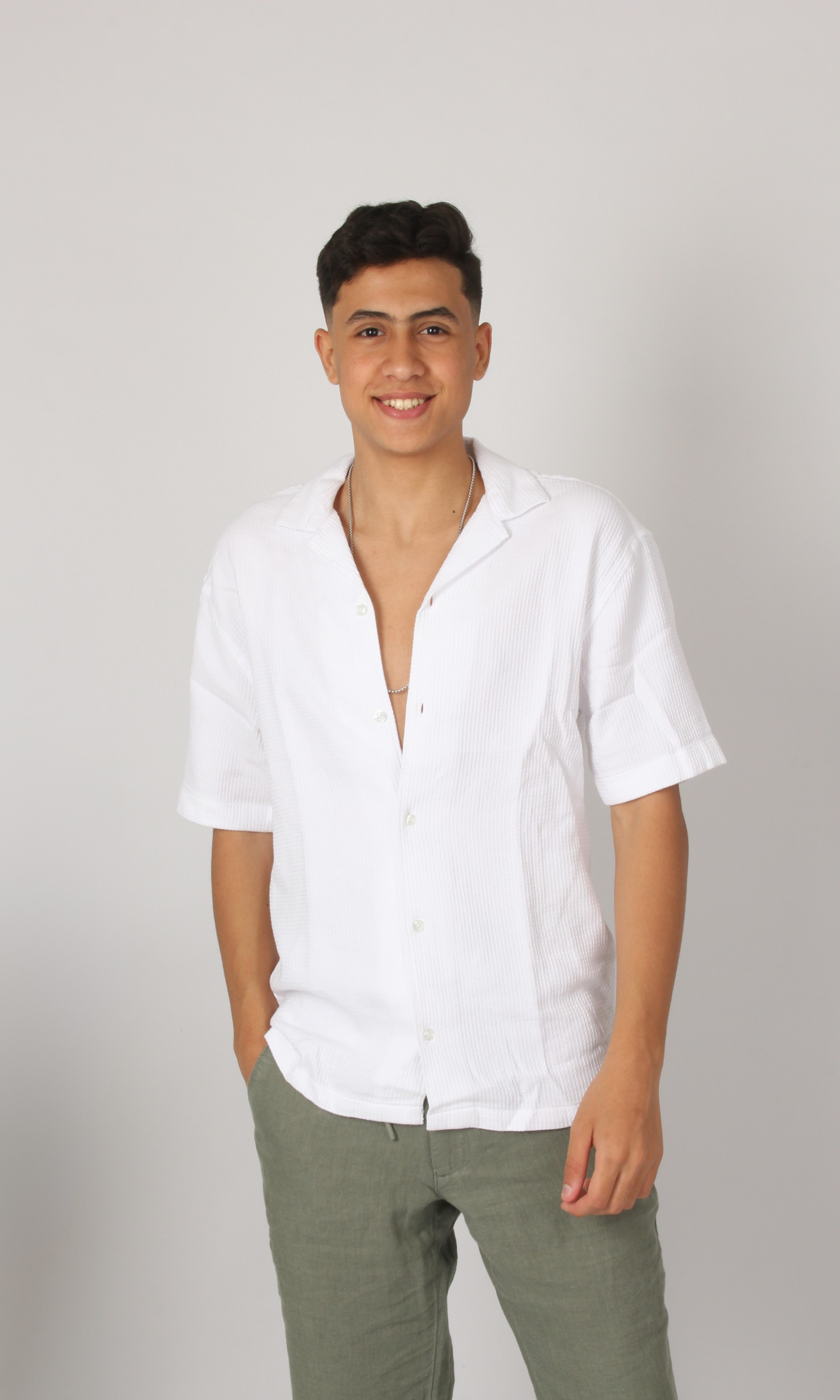 Men Regular Fit Texture Shirt (White)