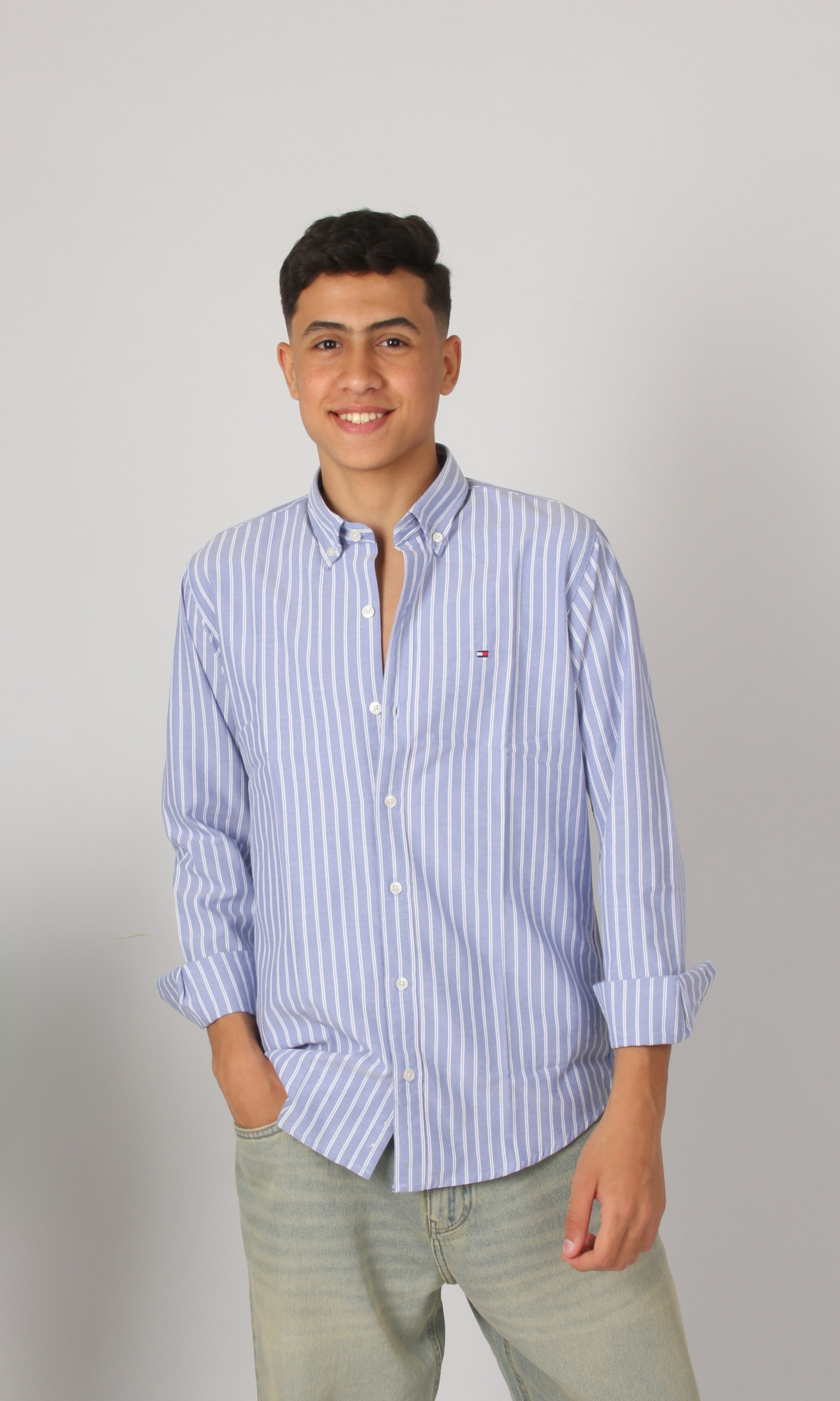 Men Oxford Striped Shirt (Blue)