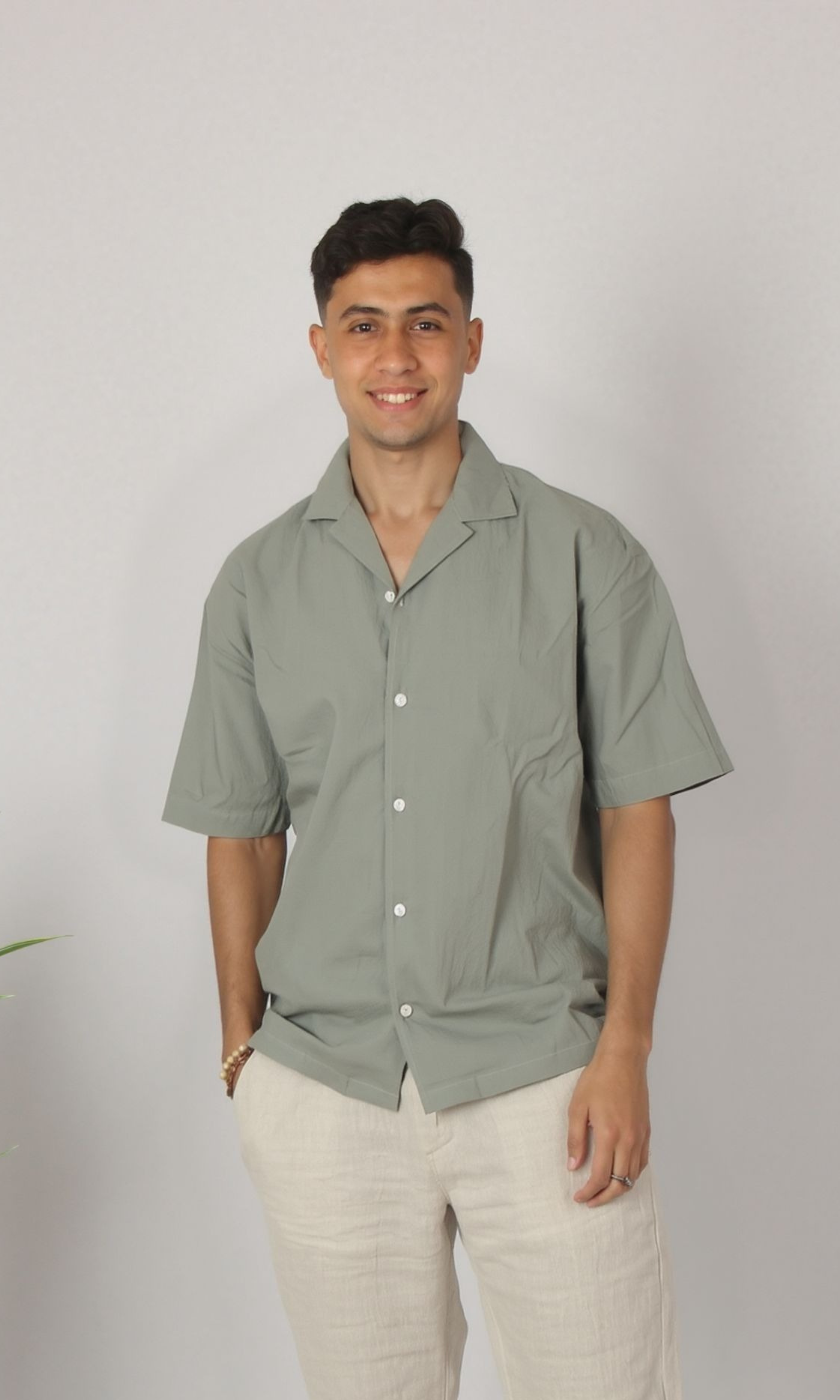 Men Regular Fit Texture Shirt (Oil Green)