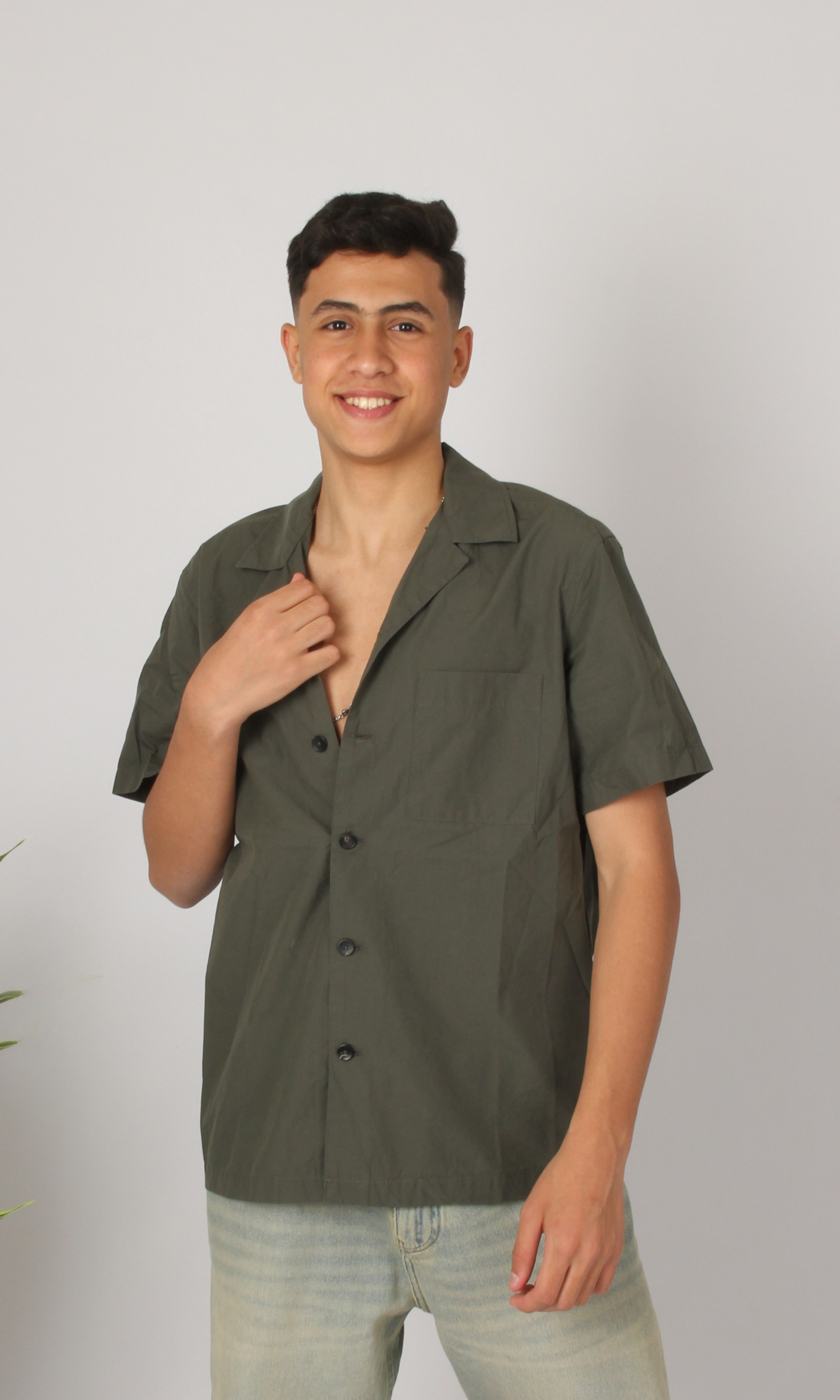 Men Relax Fit Resort Neck Cotton (Oil Green)