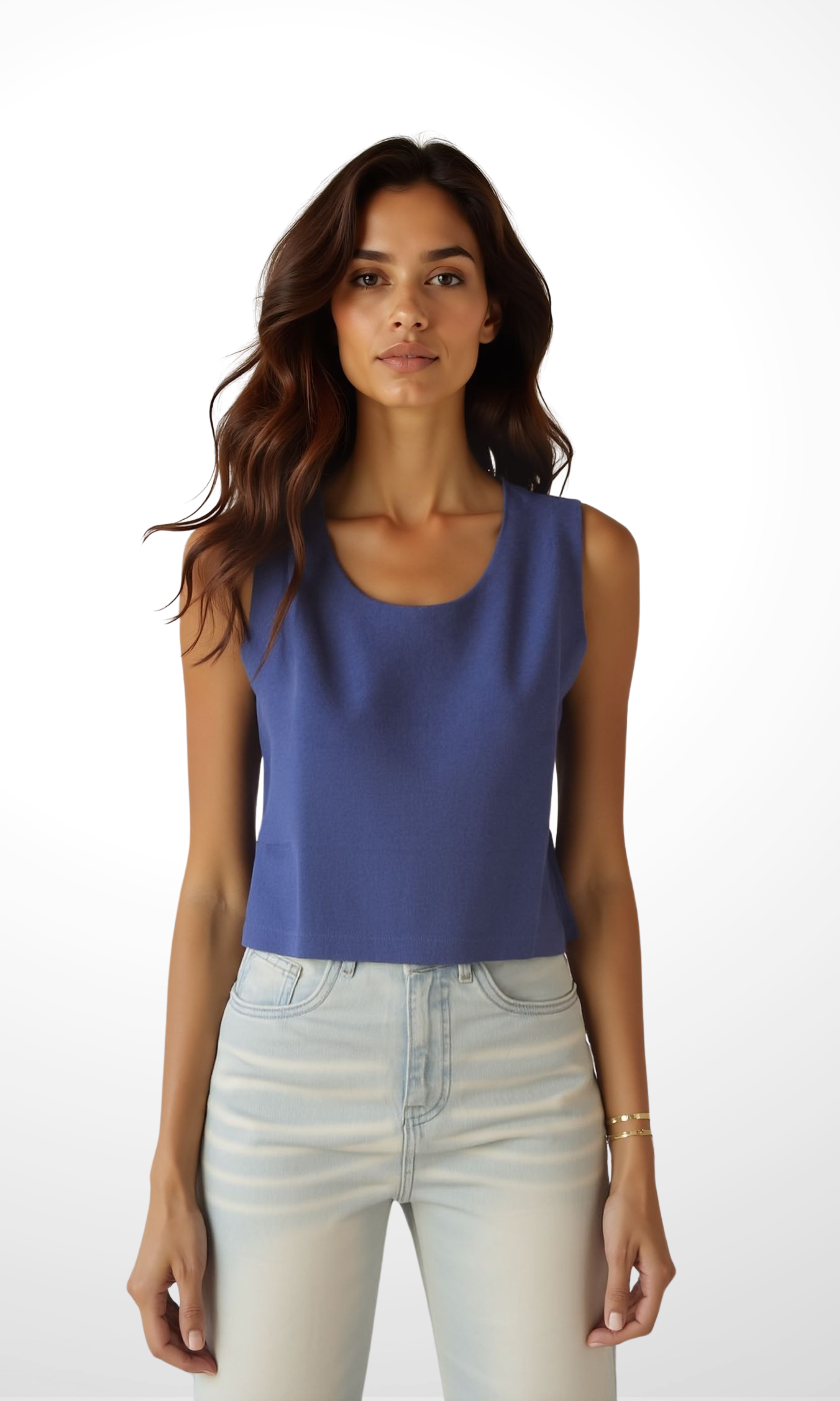 Women Sleeveless Crop Linen Tank Top