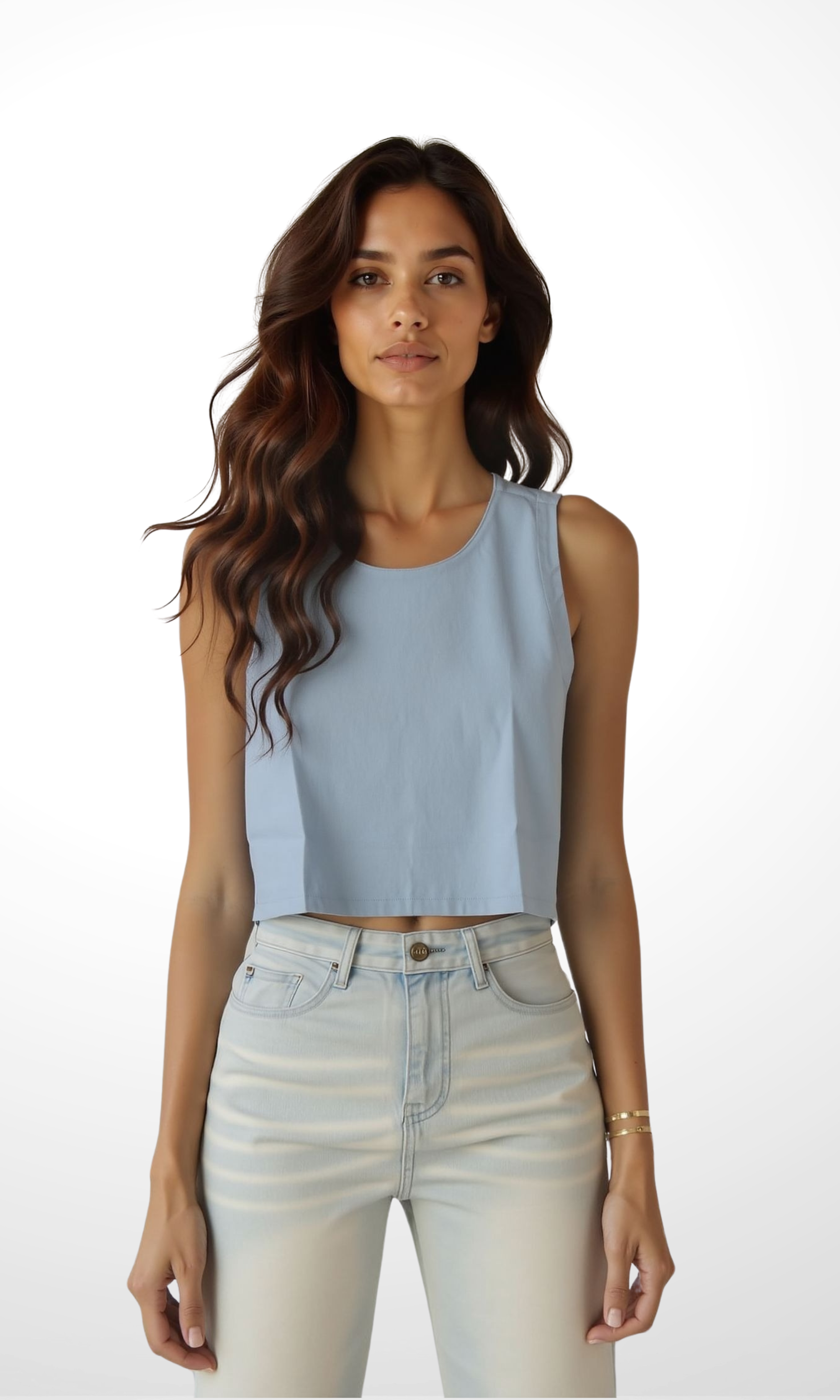Women Sleeveless Crop Linen Tank Top