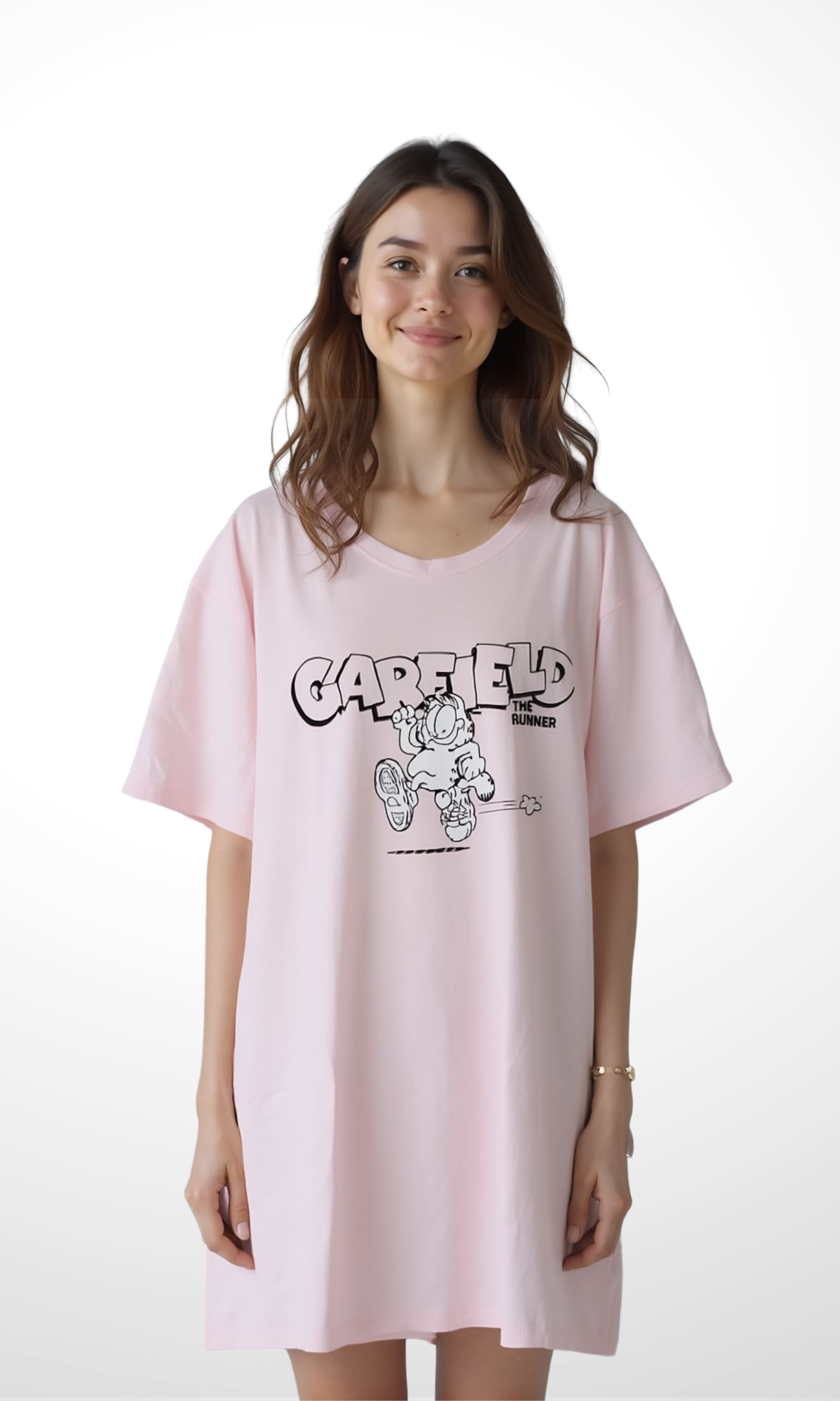 Women Over Size Nightshirt GARFIELD (Pink)