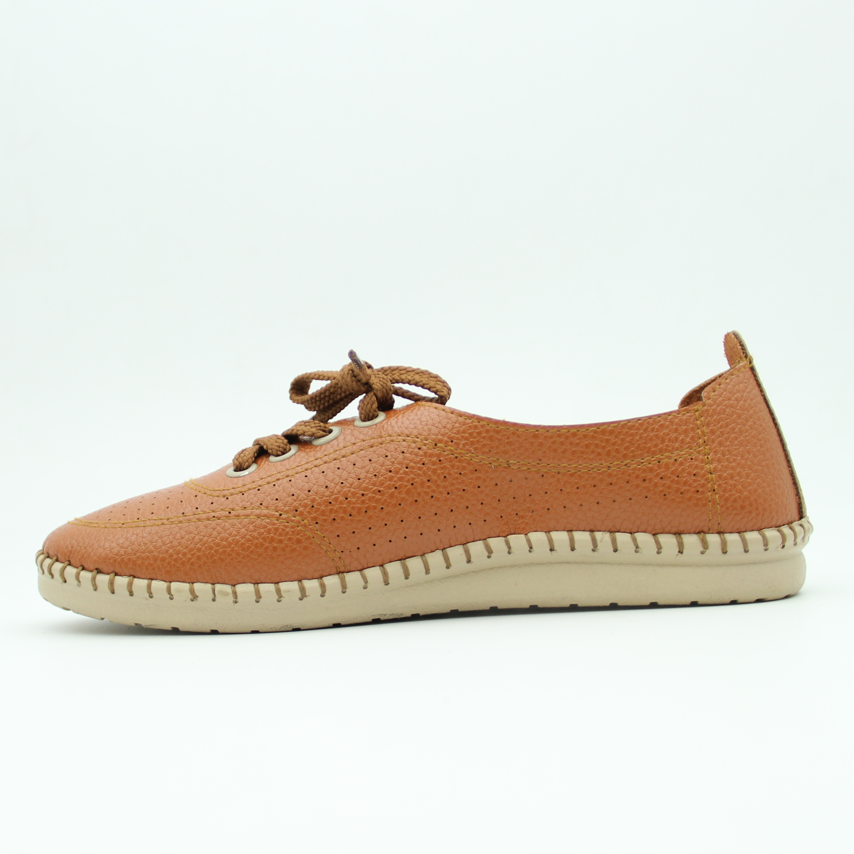 Women leather ladies lotus Shoes (Brown)