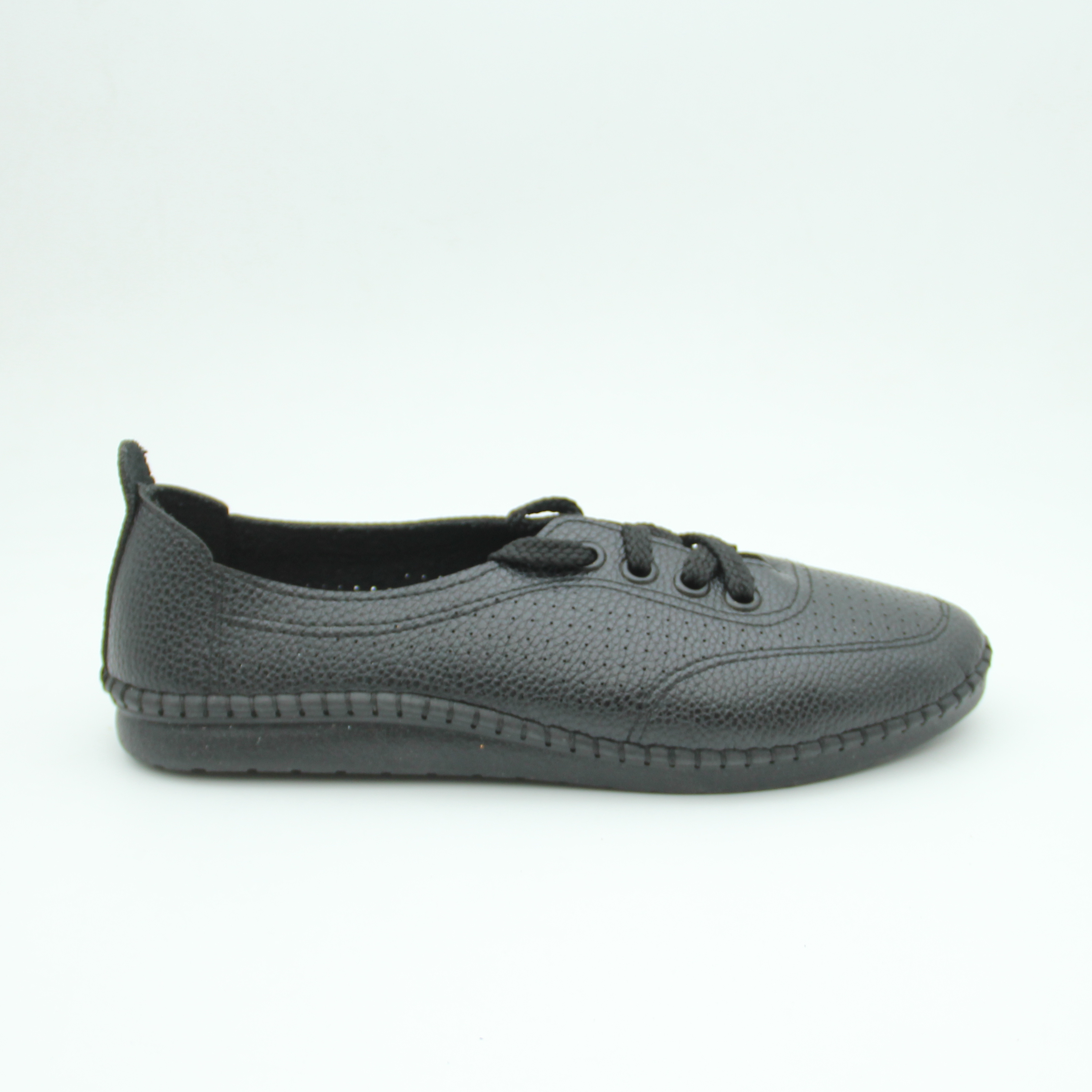 Women leather ladies lotus Shoes (Black)