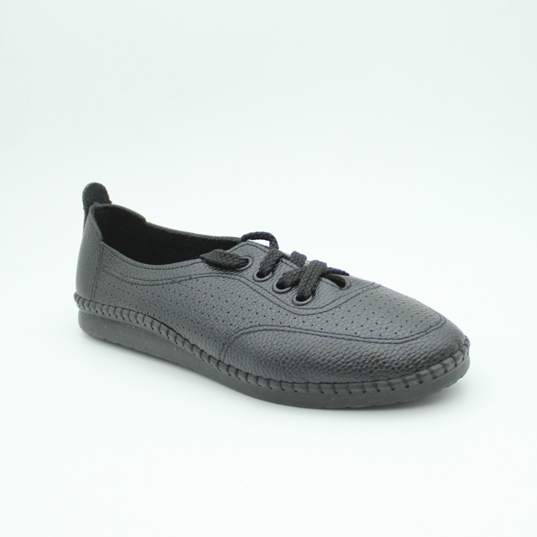 Women leather ladies lotus Shoes (Black)