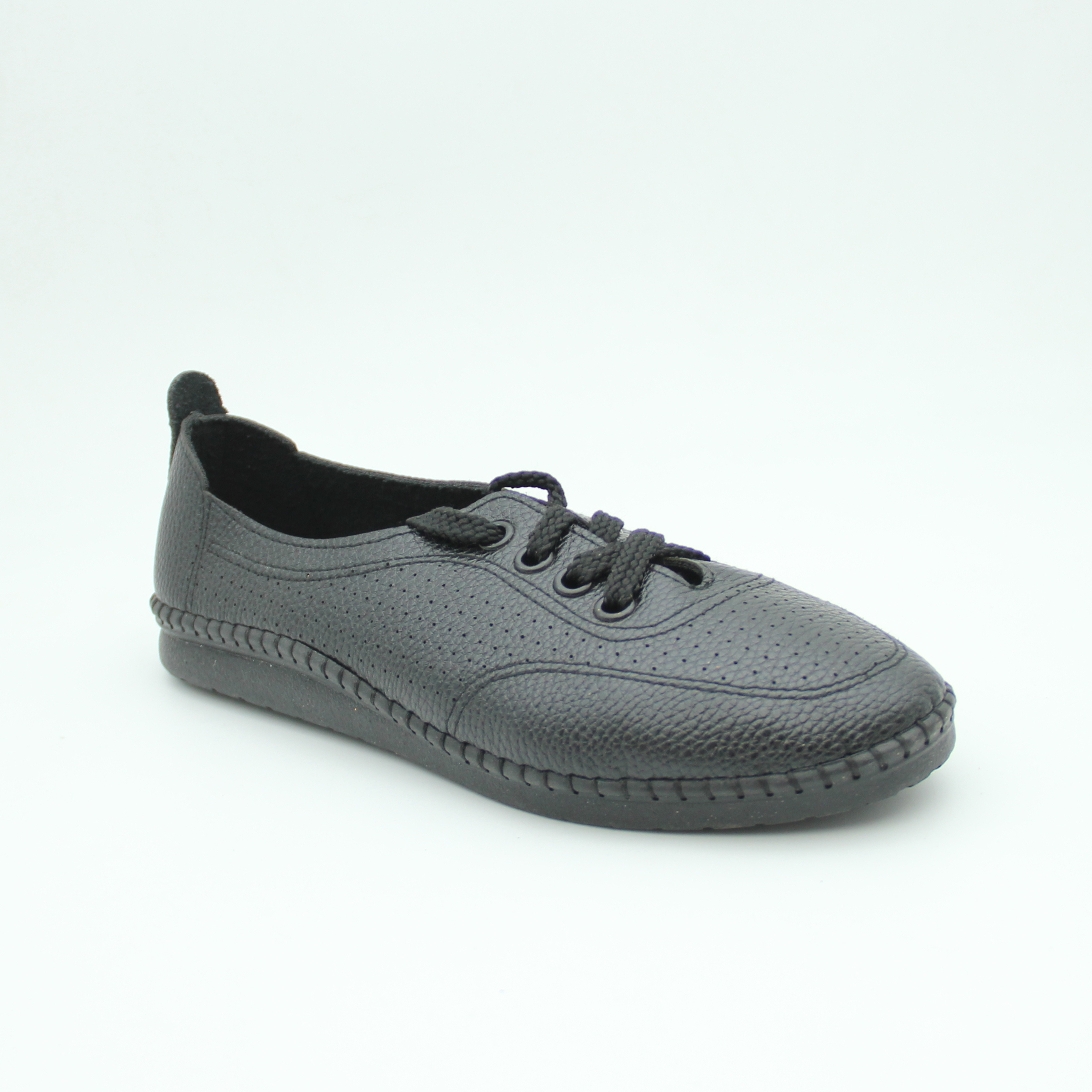 Women leather ladies lotus Shoes (Black)
