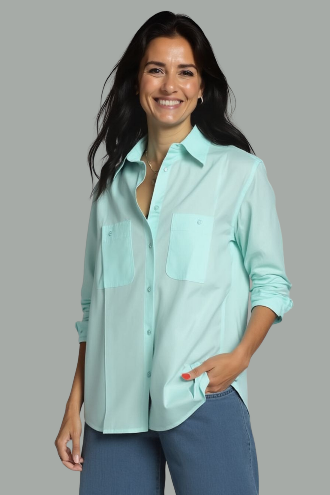 Women Solid Pocket Shirt for Stylish Look