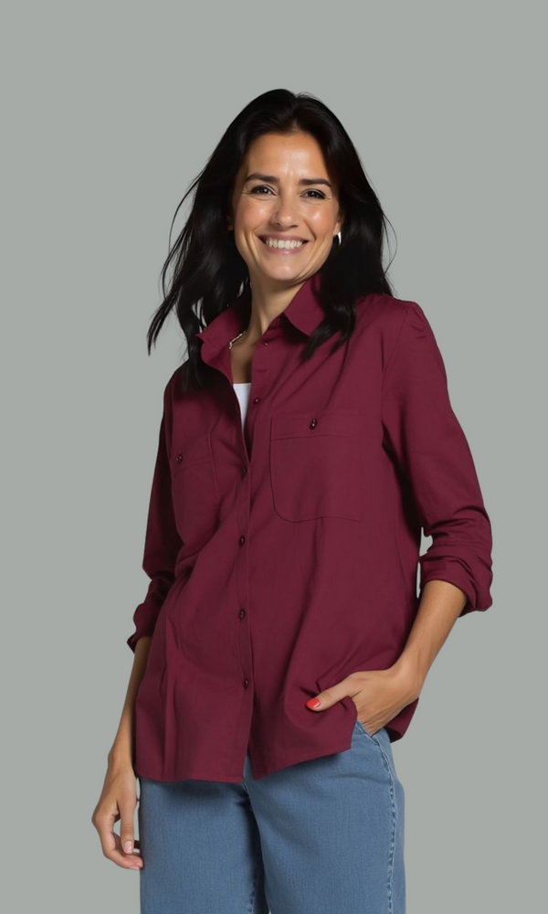 Women Solid Pocket Shirt for Stylish Look