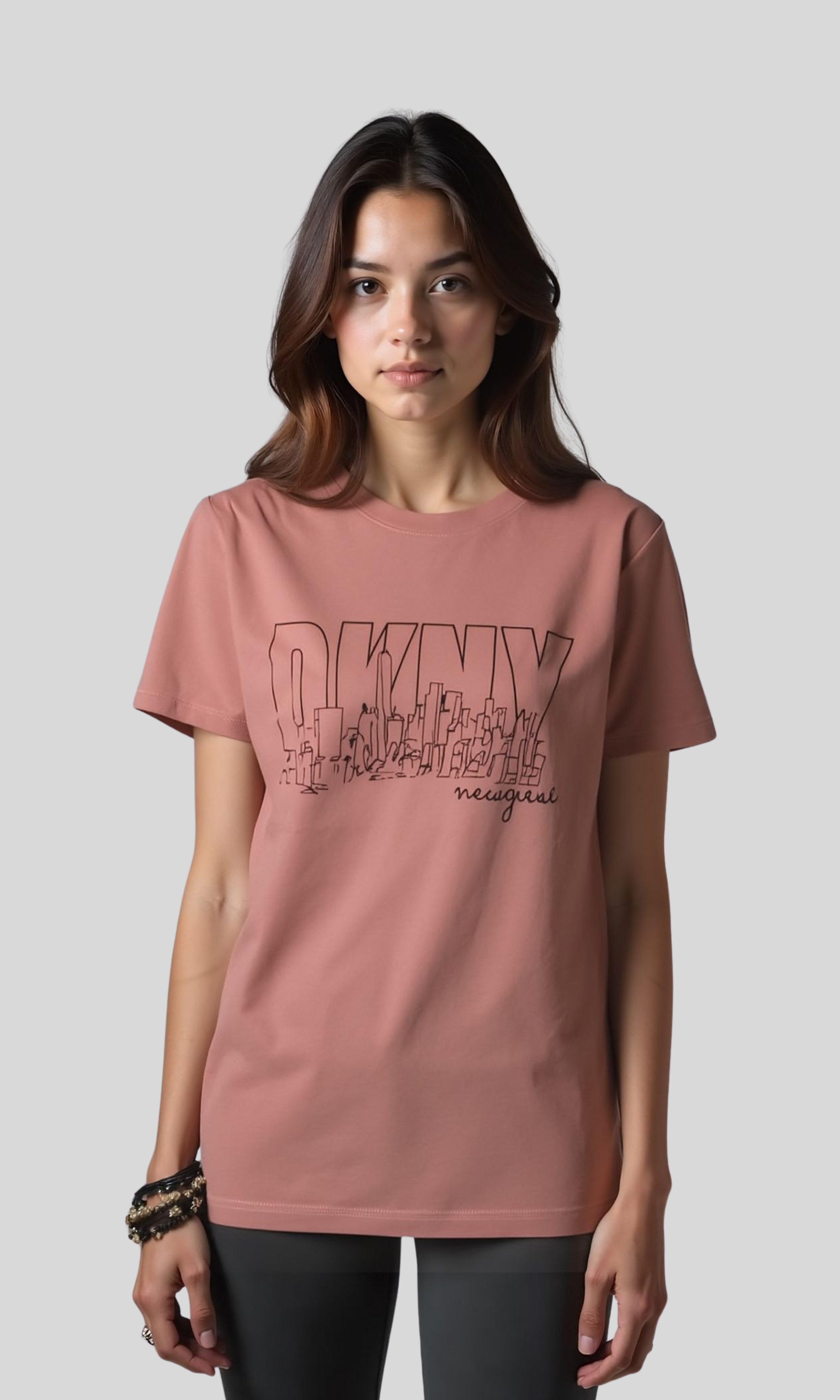 Women Cotton Graphic Tee DKNY (Cashmere)