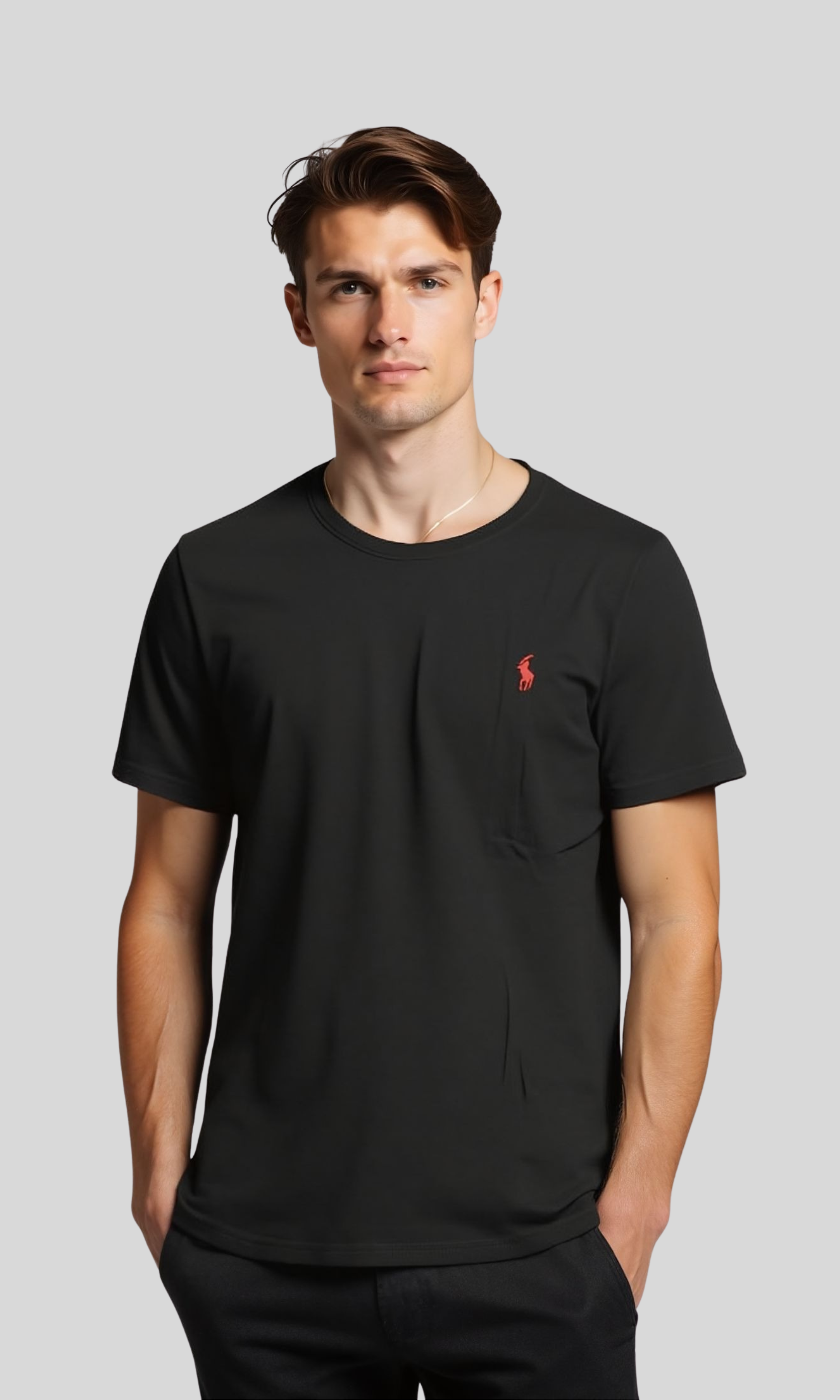 Men Relaxed Fit Cotton T-Shirt PRL (Black)