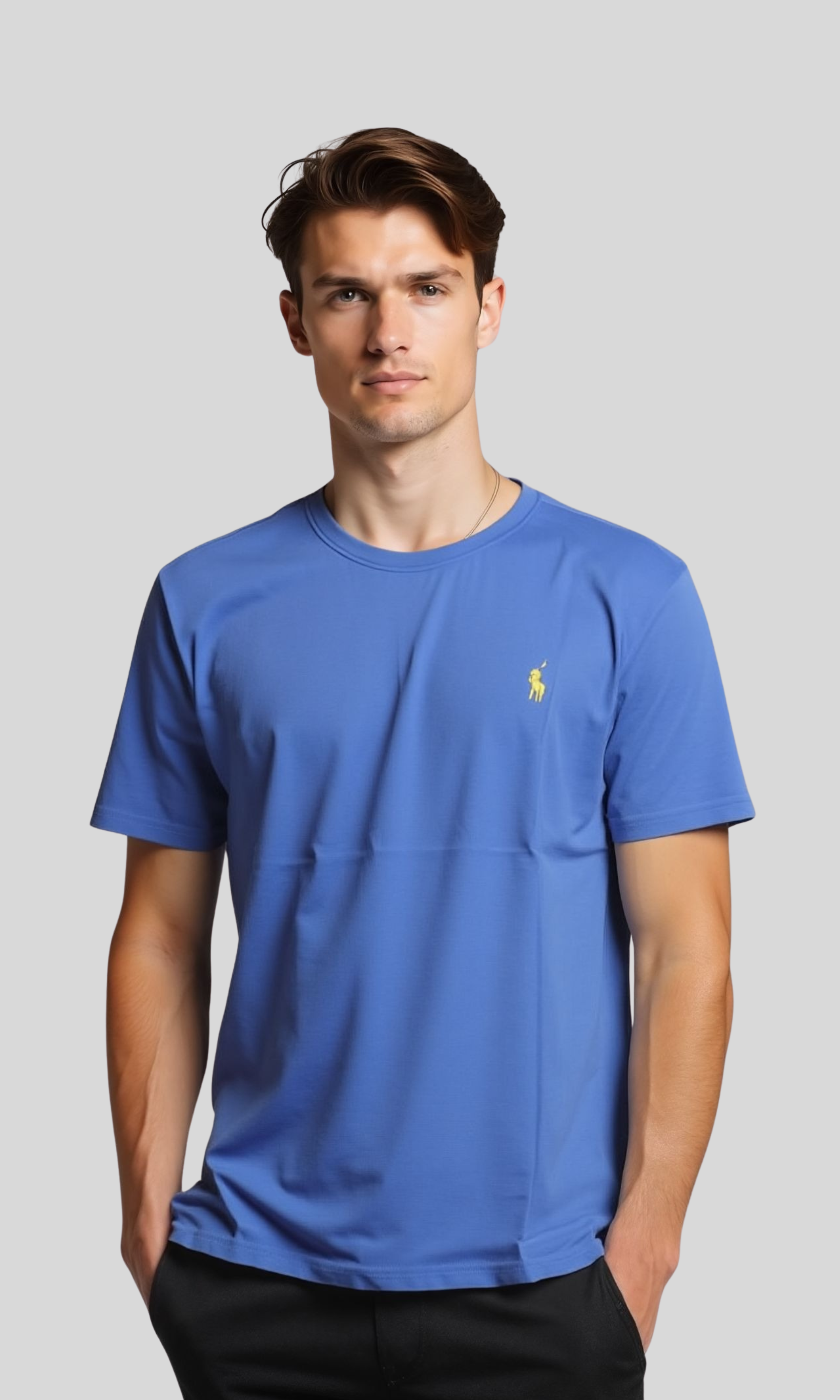 Men Relaxed Fit Cotton T-Shirt PRL (Blue)