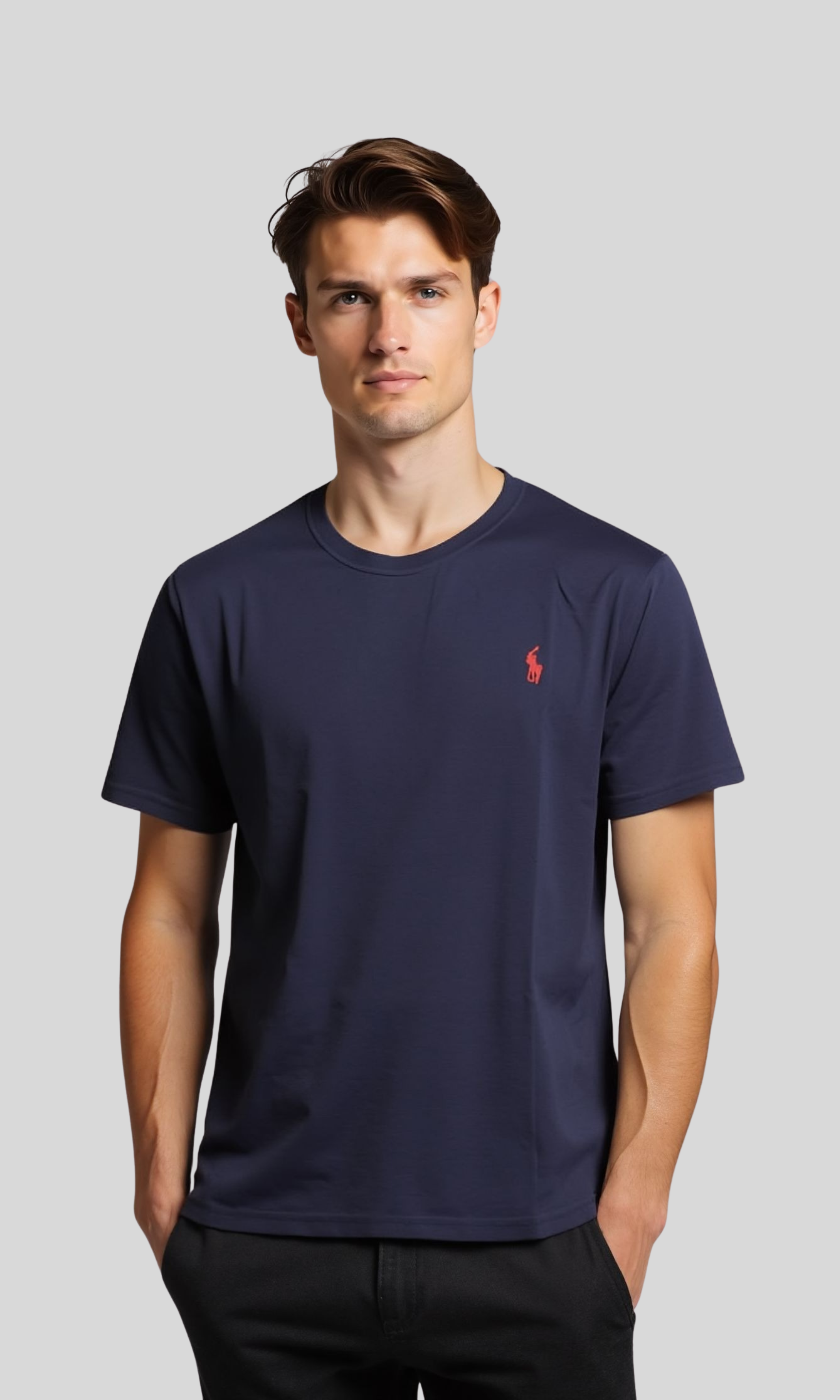 Men Relaxed Fit Cotton T-Shirt PRL (Navy)