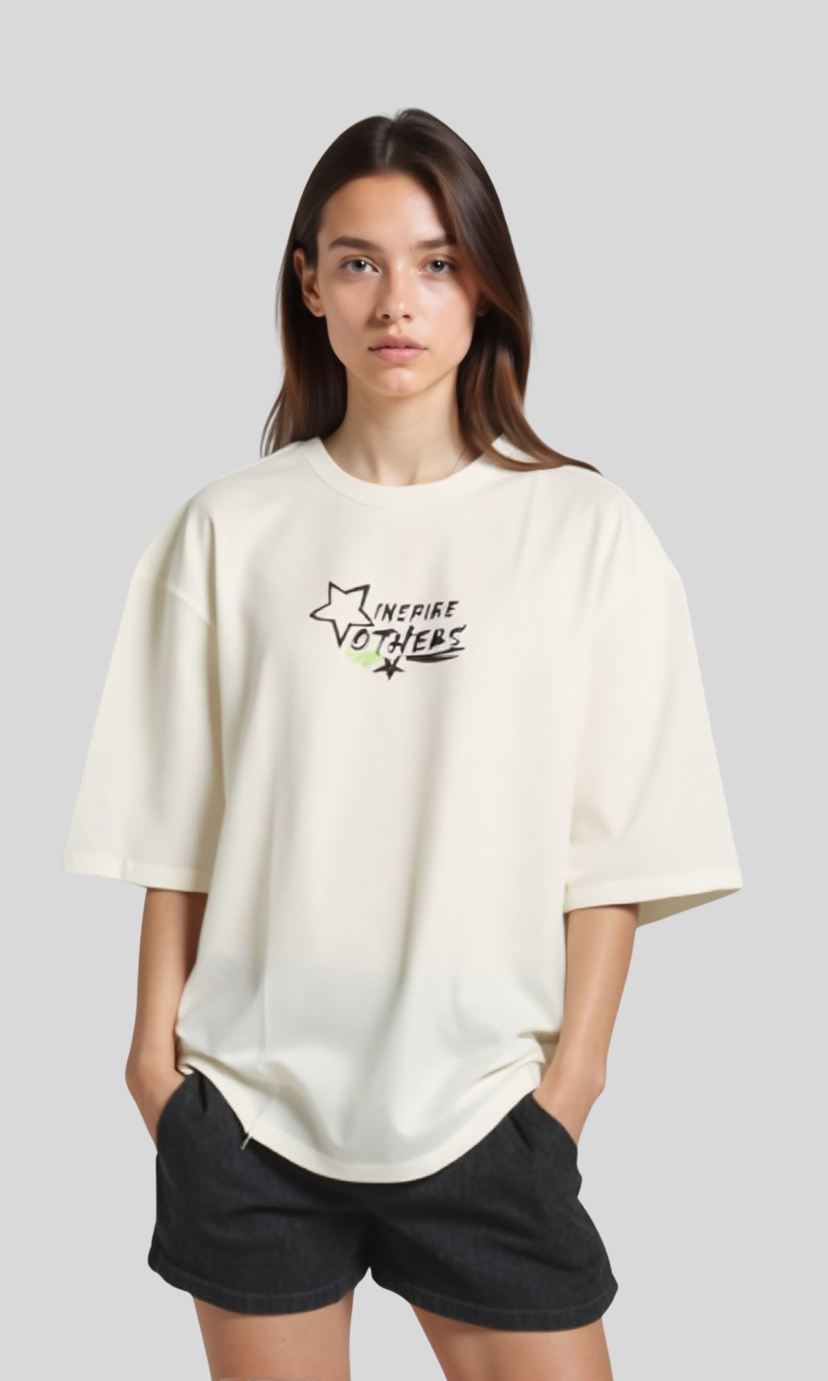 Women Oversized Boxy T-Shirt Star Print