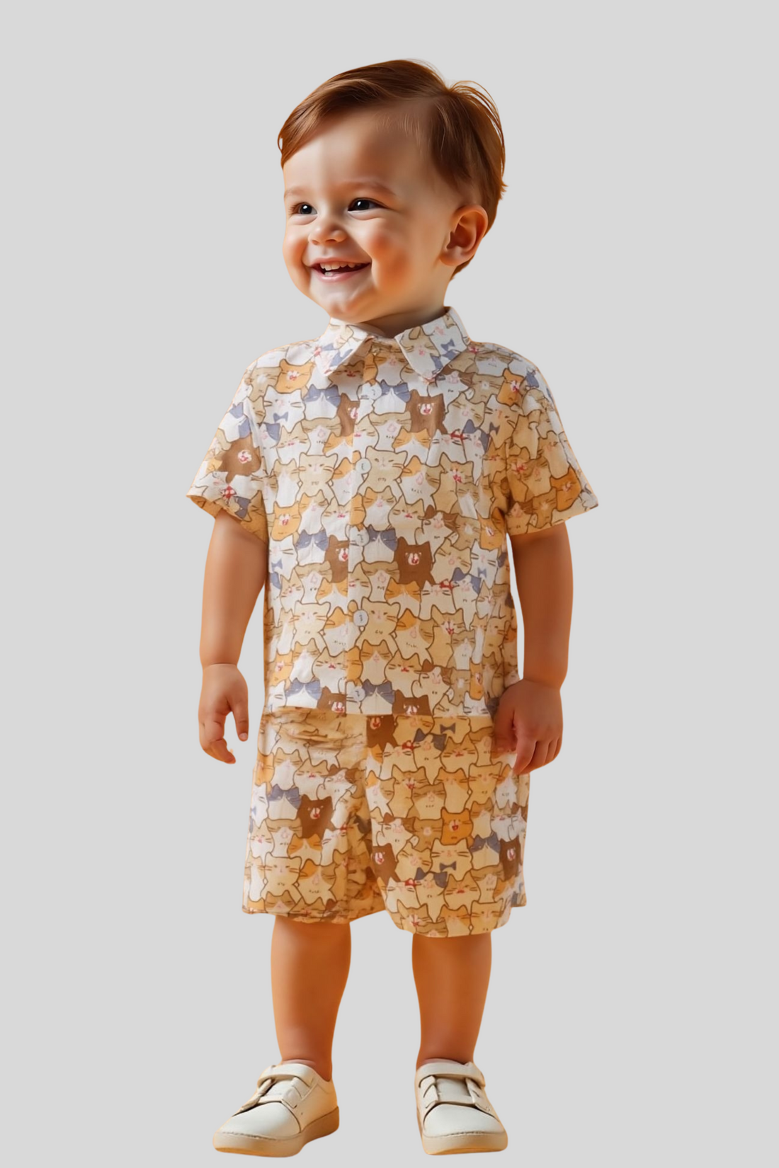 Kids Linen Shorts Sets 2 Piece (Cats)