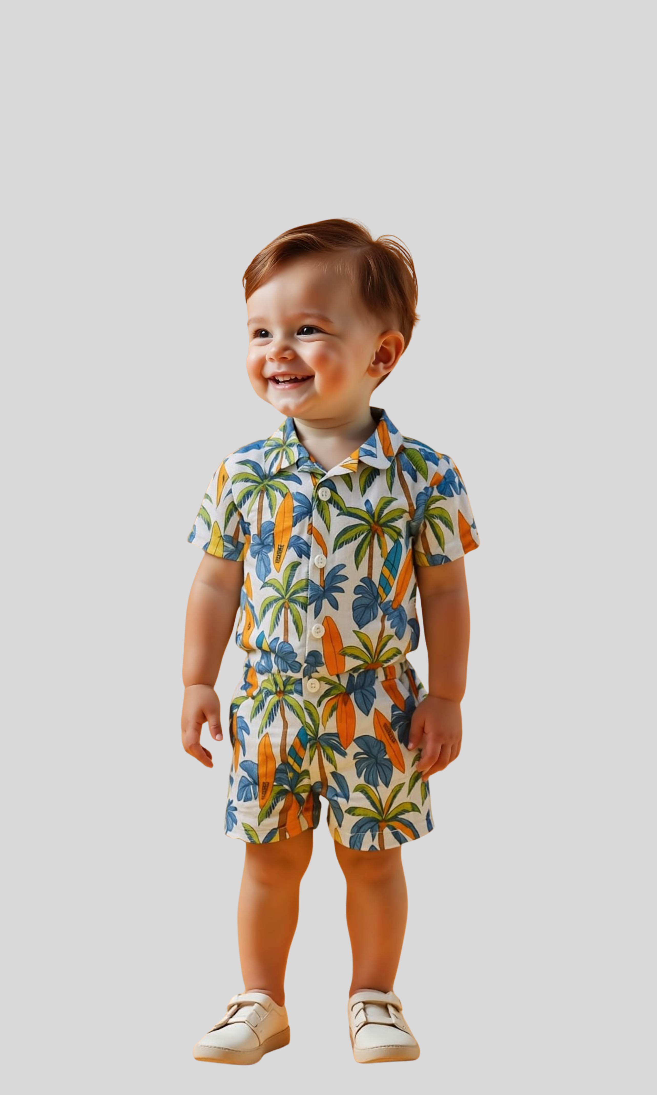 Kids Linen Shorts Sets 2 Piece (Palm)