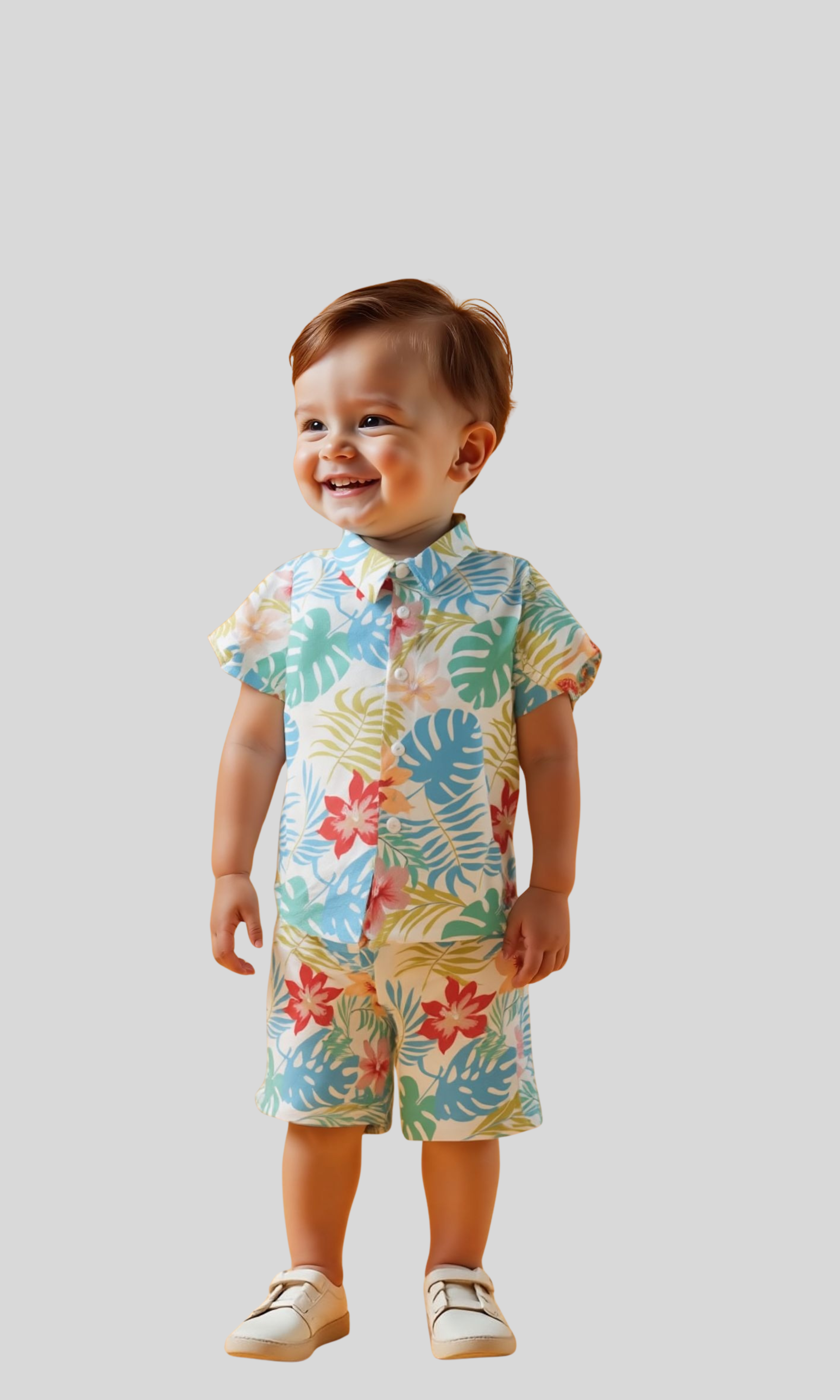 Kids Linen Shorts Sets 2 Piece (Hawaiian)