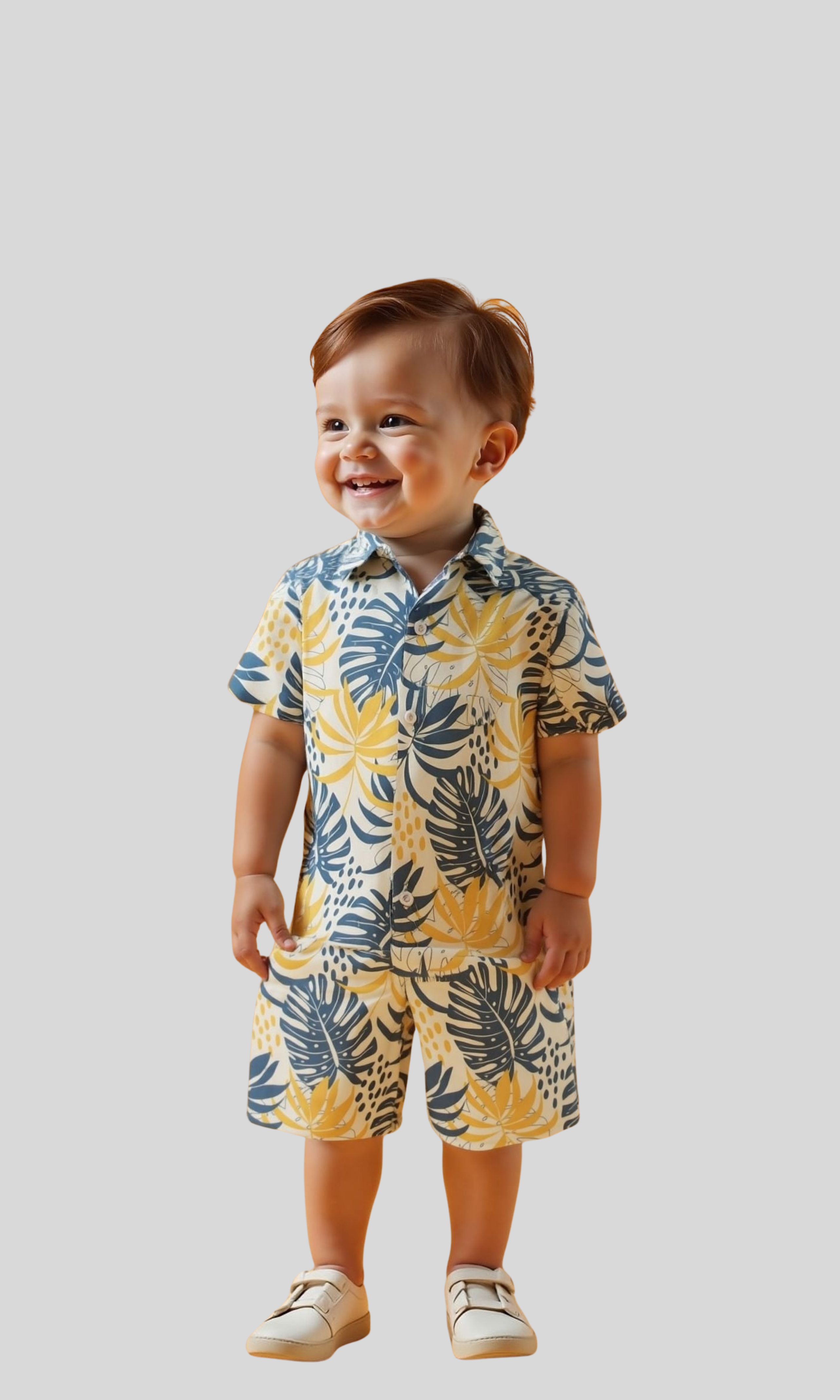 Kids Linen Shorts Sets 2 Piece (Tropical)