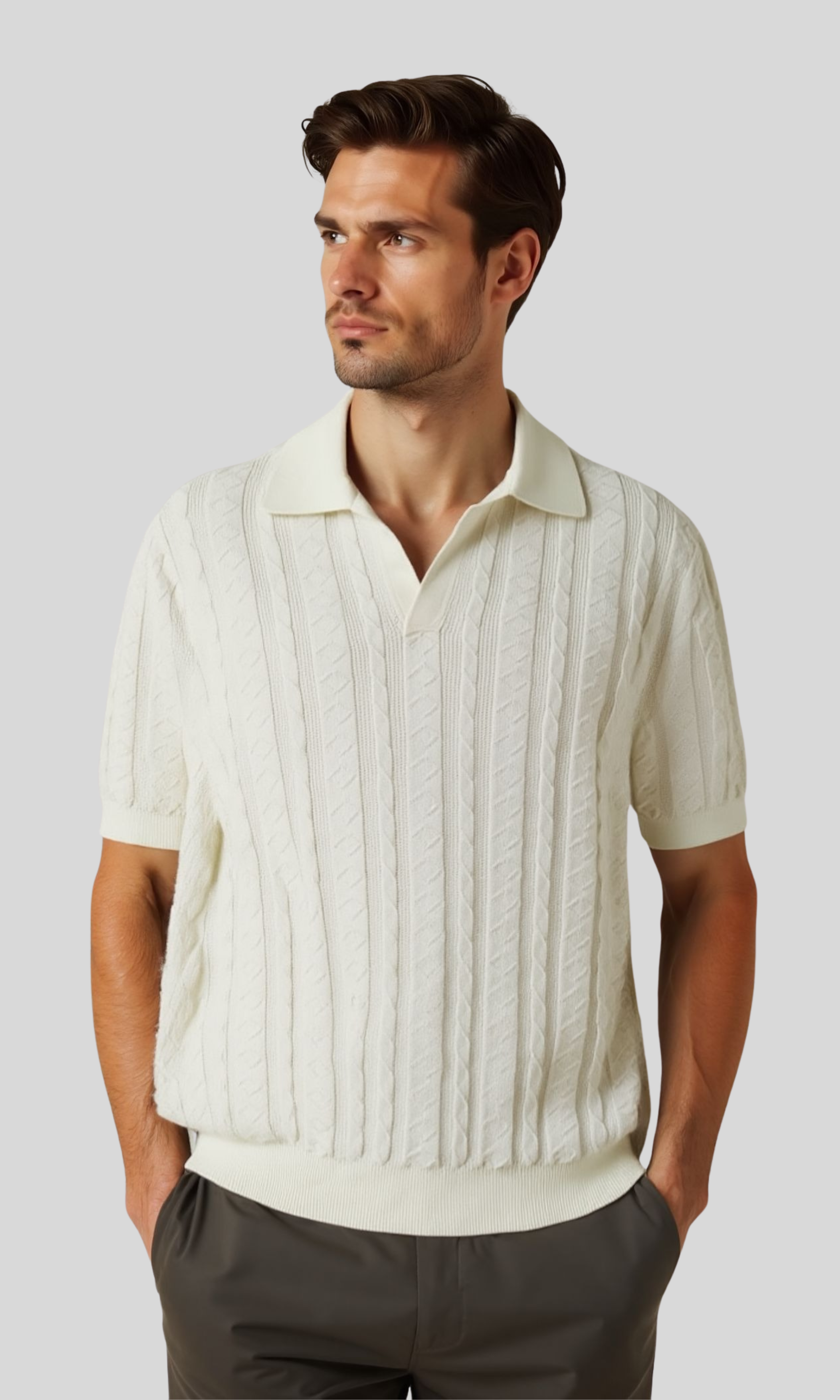 Men Textured Knit Regular Fit Polo