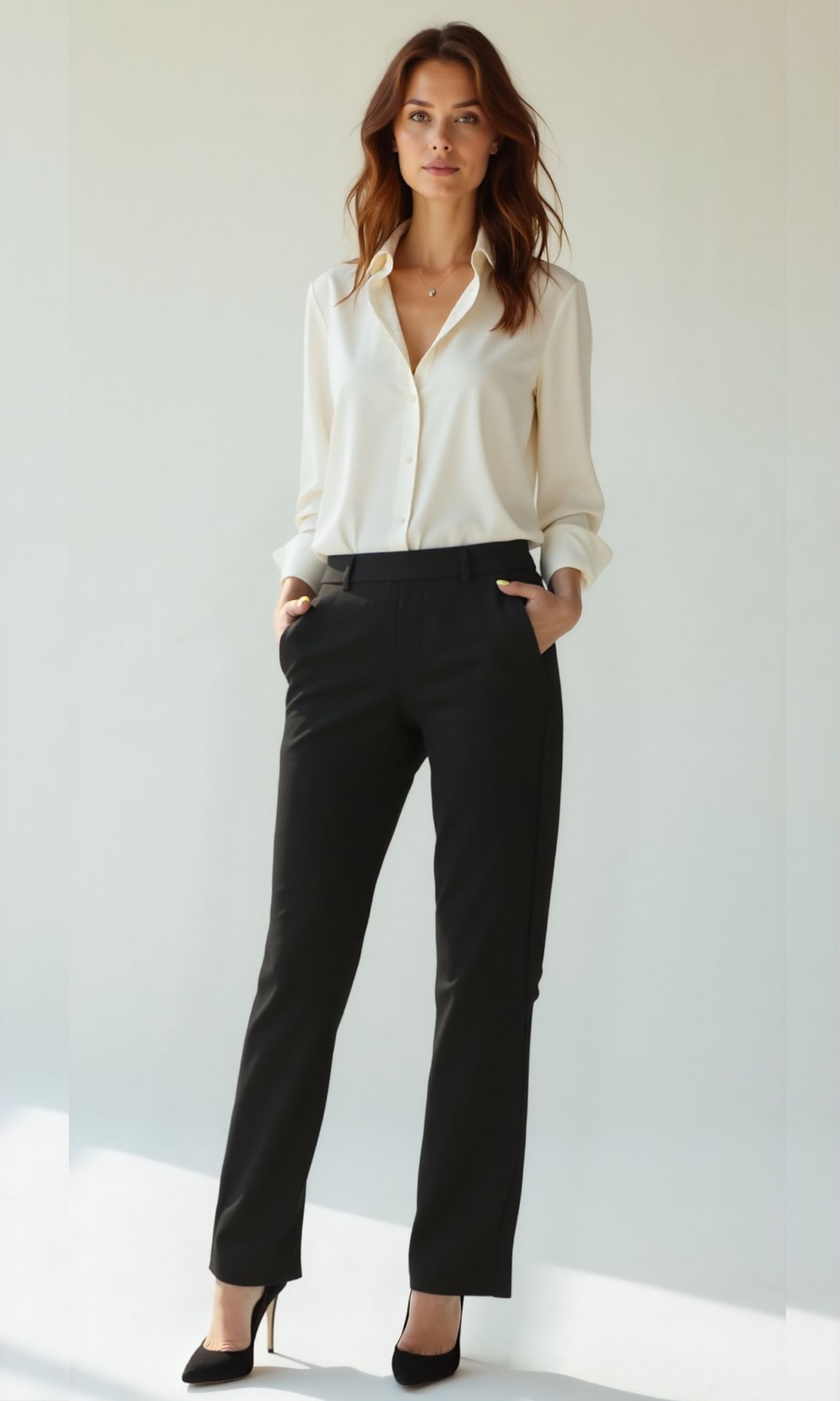 Women Elasticated Waist Classic Trouser (Black)