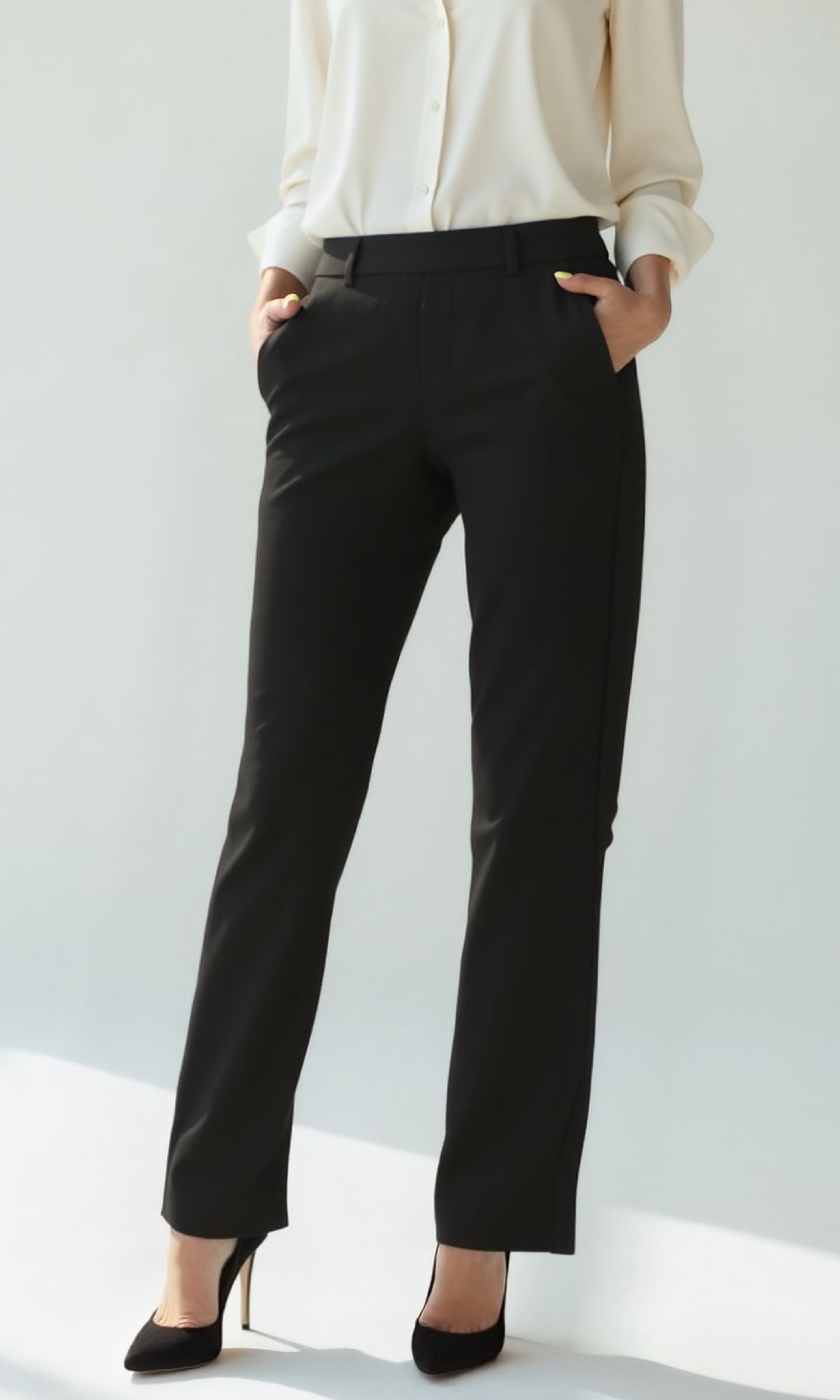 Women Elasticated Waist Classic Trouser (Black)