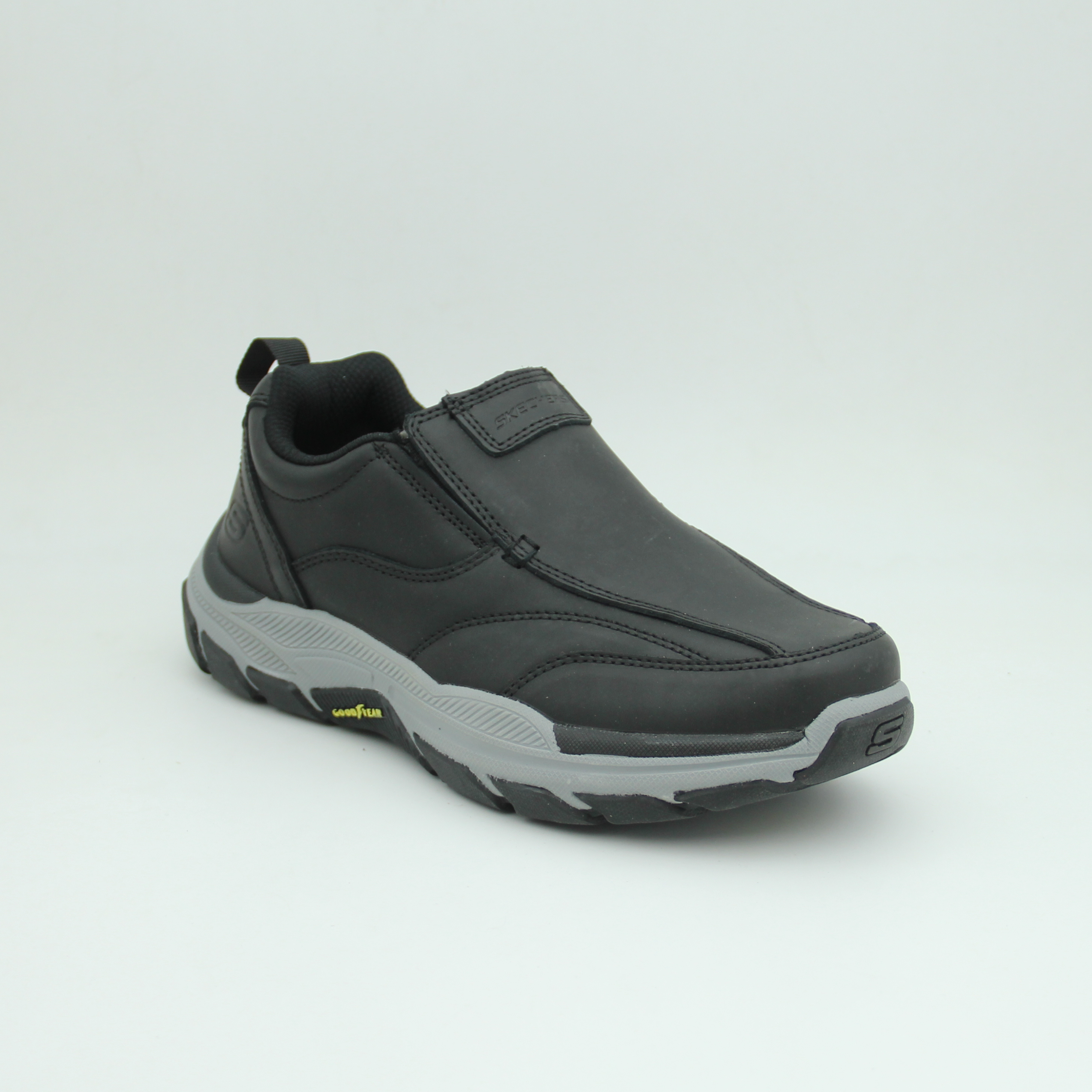 Men Skechers Goodyear Leather Slip-On (Black)
