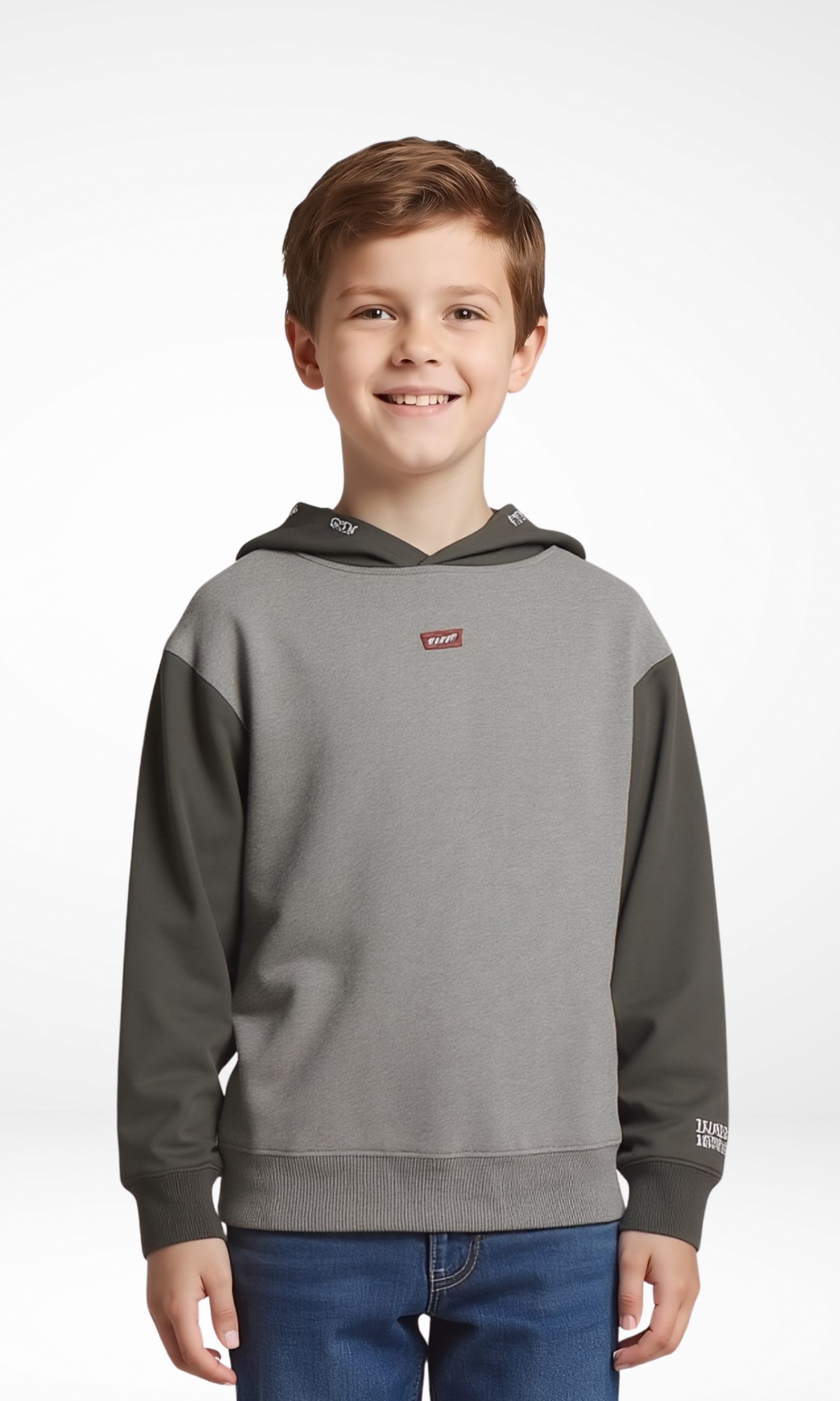 Kids Sporty Hoodie (Grey*Oil Green)
