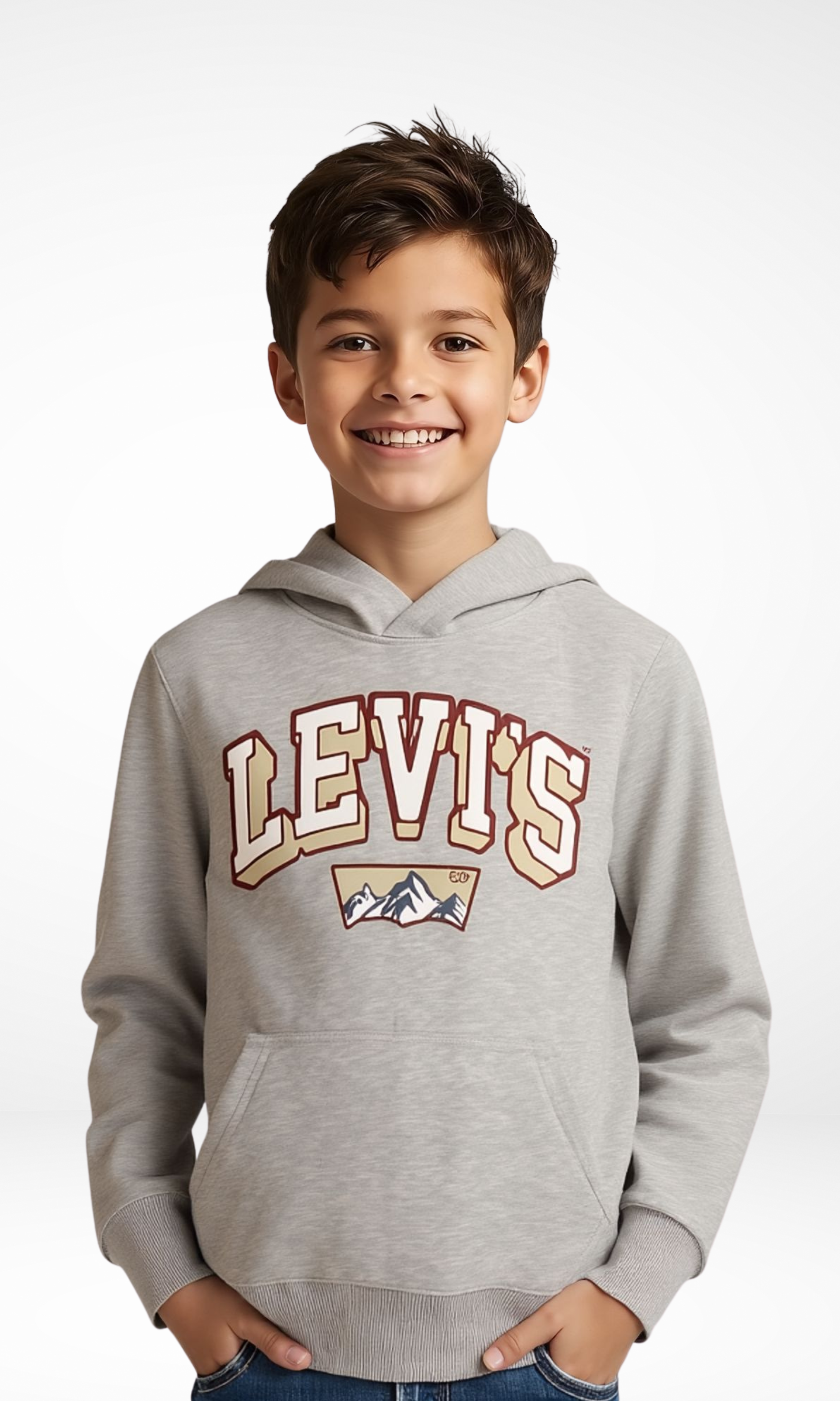 Kids Sporty Hoodie (Grey*Red Logo)