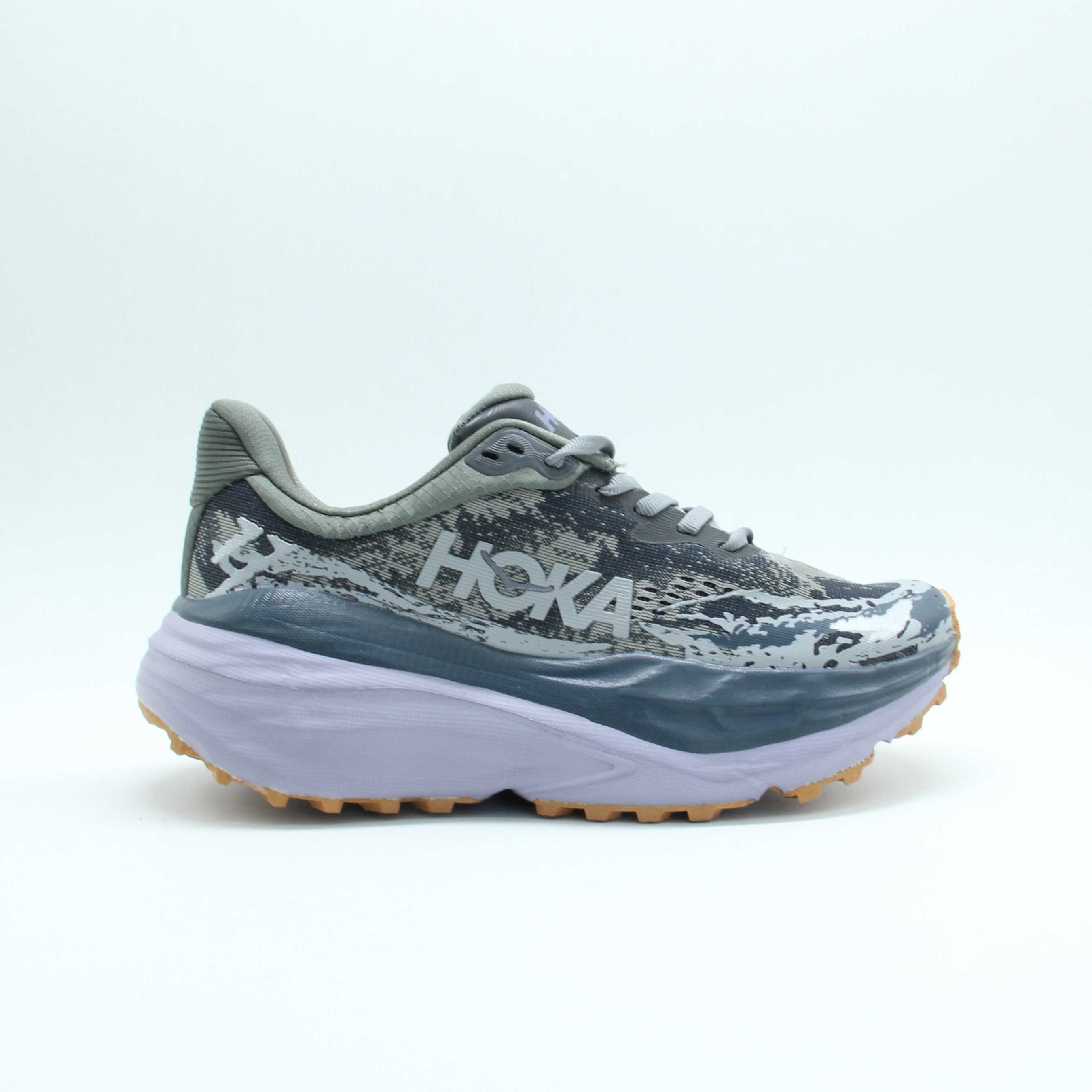 Men HOKA Stinson 7 Trail Running Shoe (Grey*White)