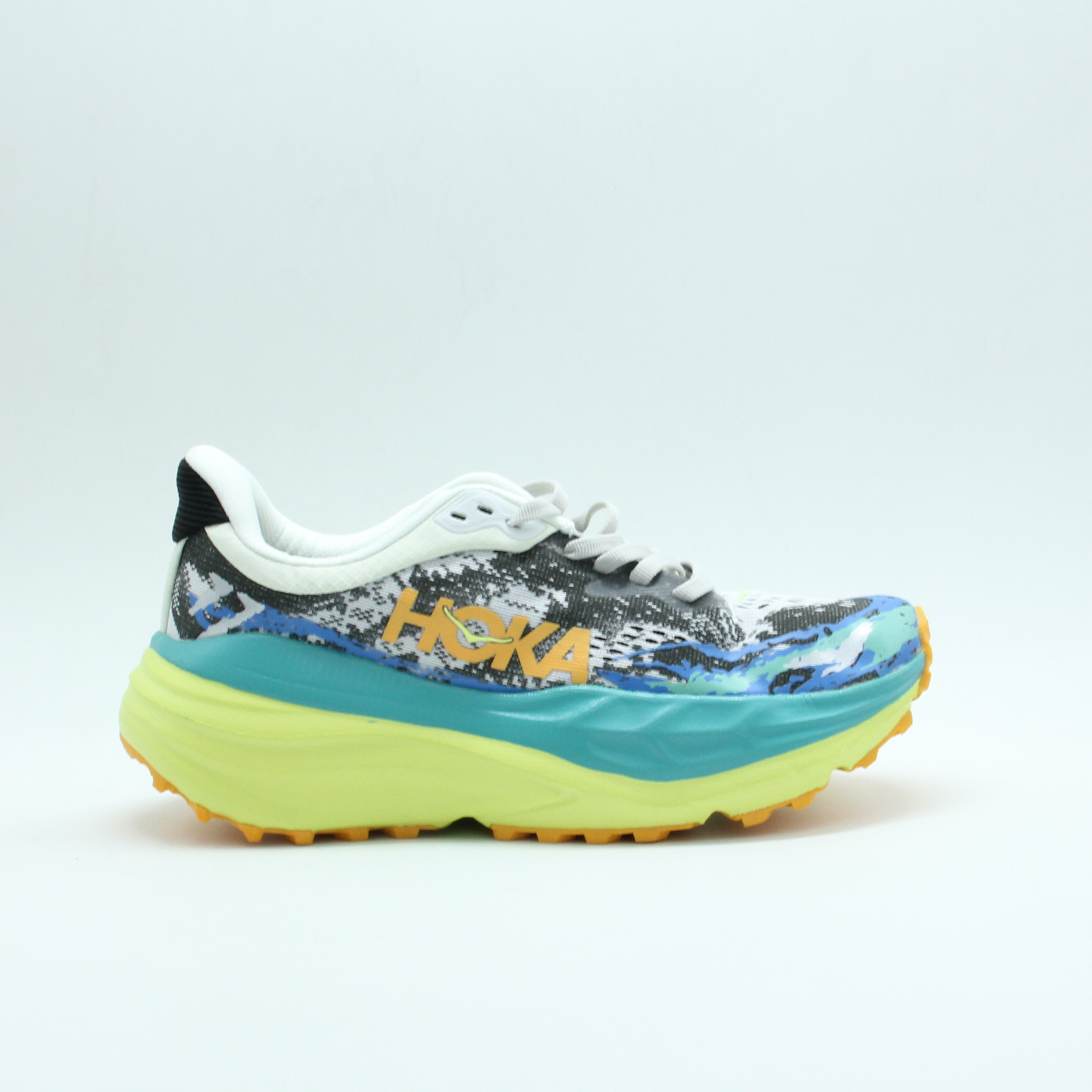 Men HOKA Stinson 7 Trail Running Shoe (Lime*Blue)