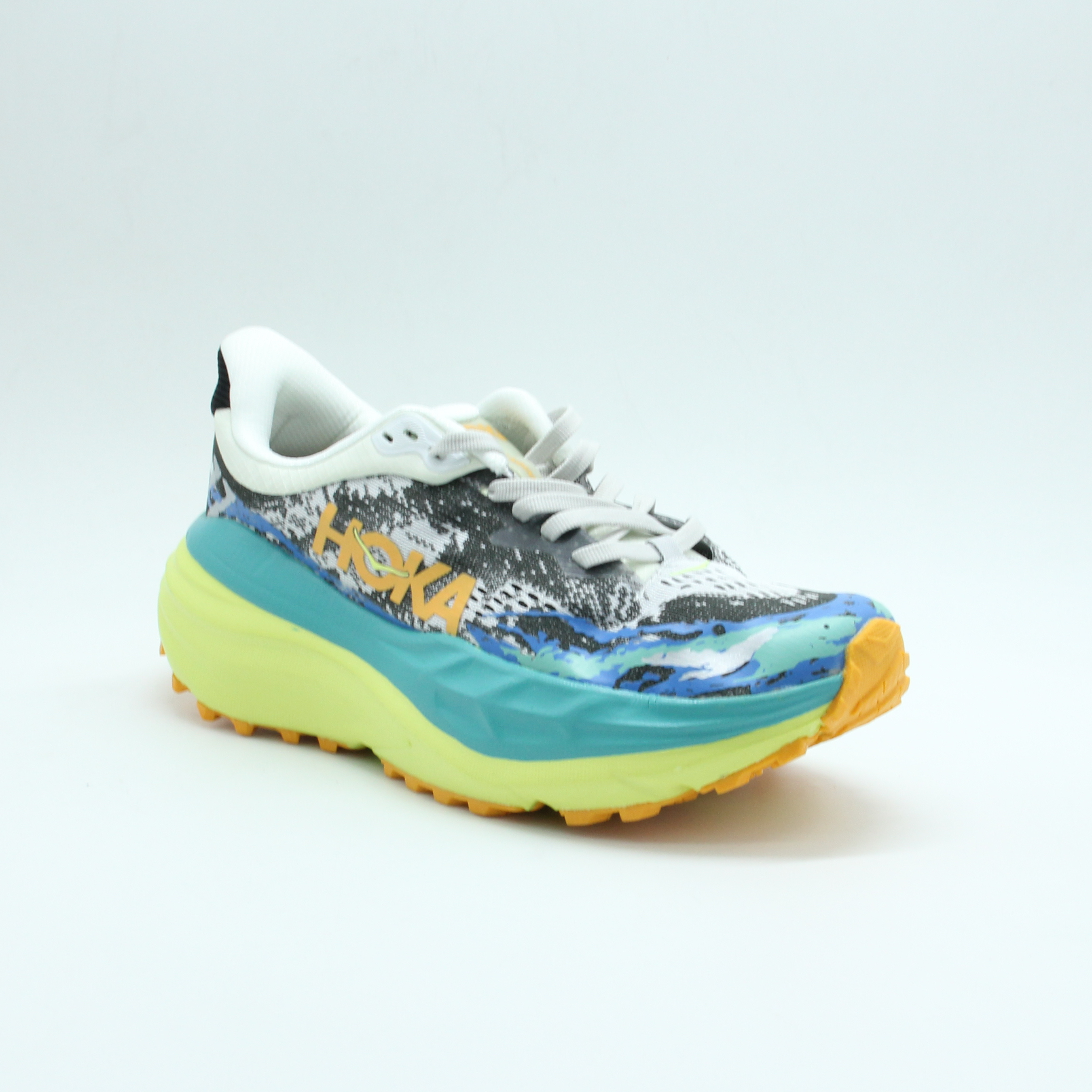 Men HOKA Stinson 7 Trail Running Shoe (Lime*Blue)