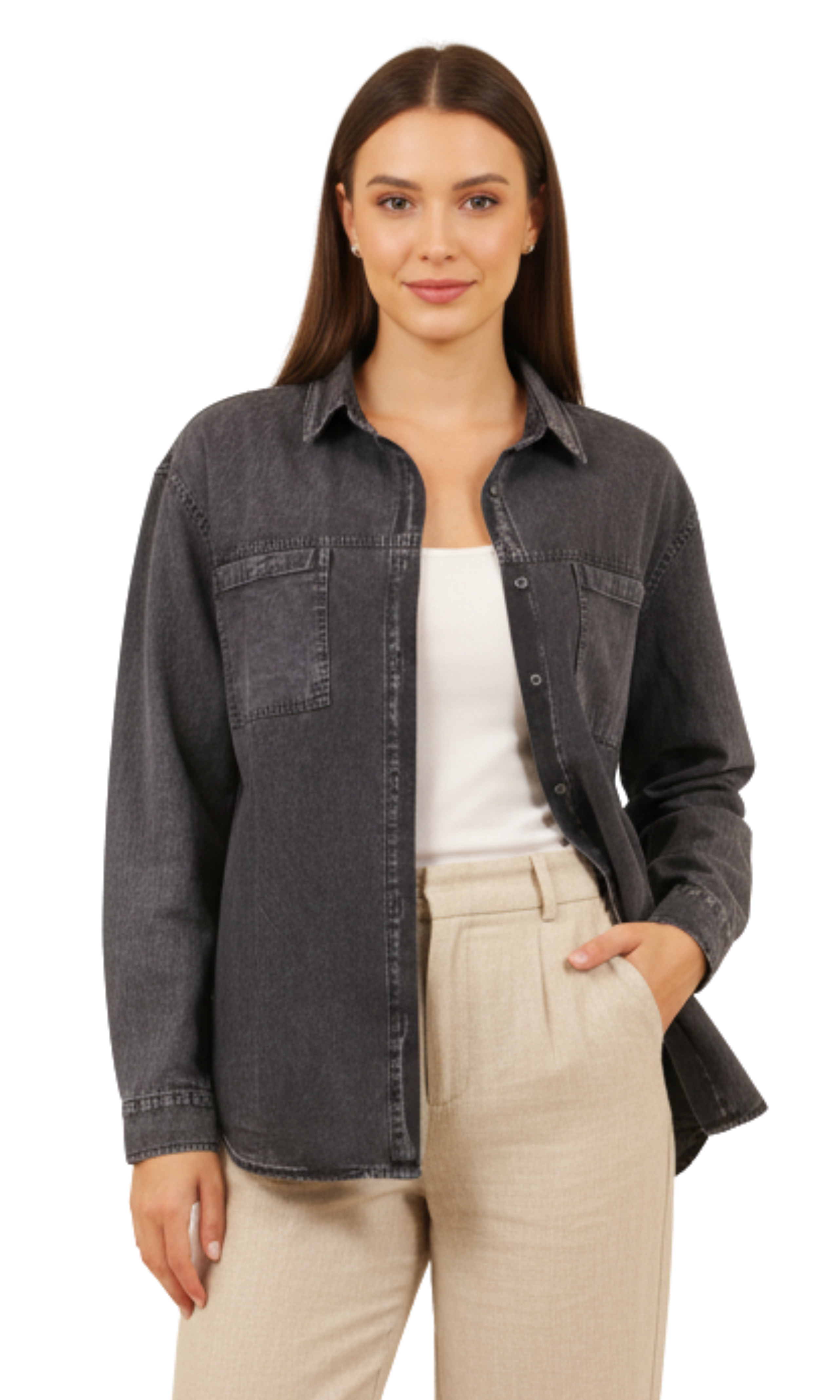 Women Washed Denim Shirt