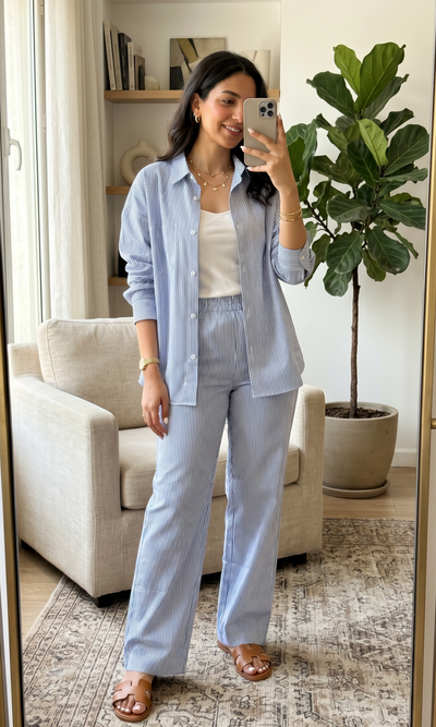 Women Vertical Stripe Pattern Set