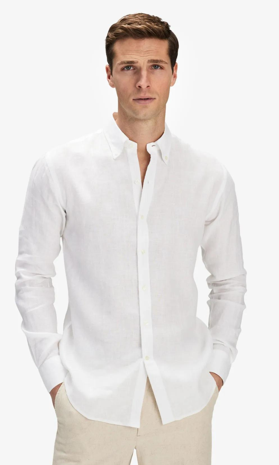 Men Plain linen shirt (White)