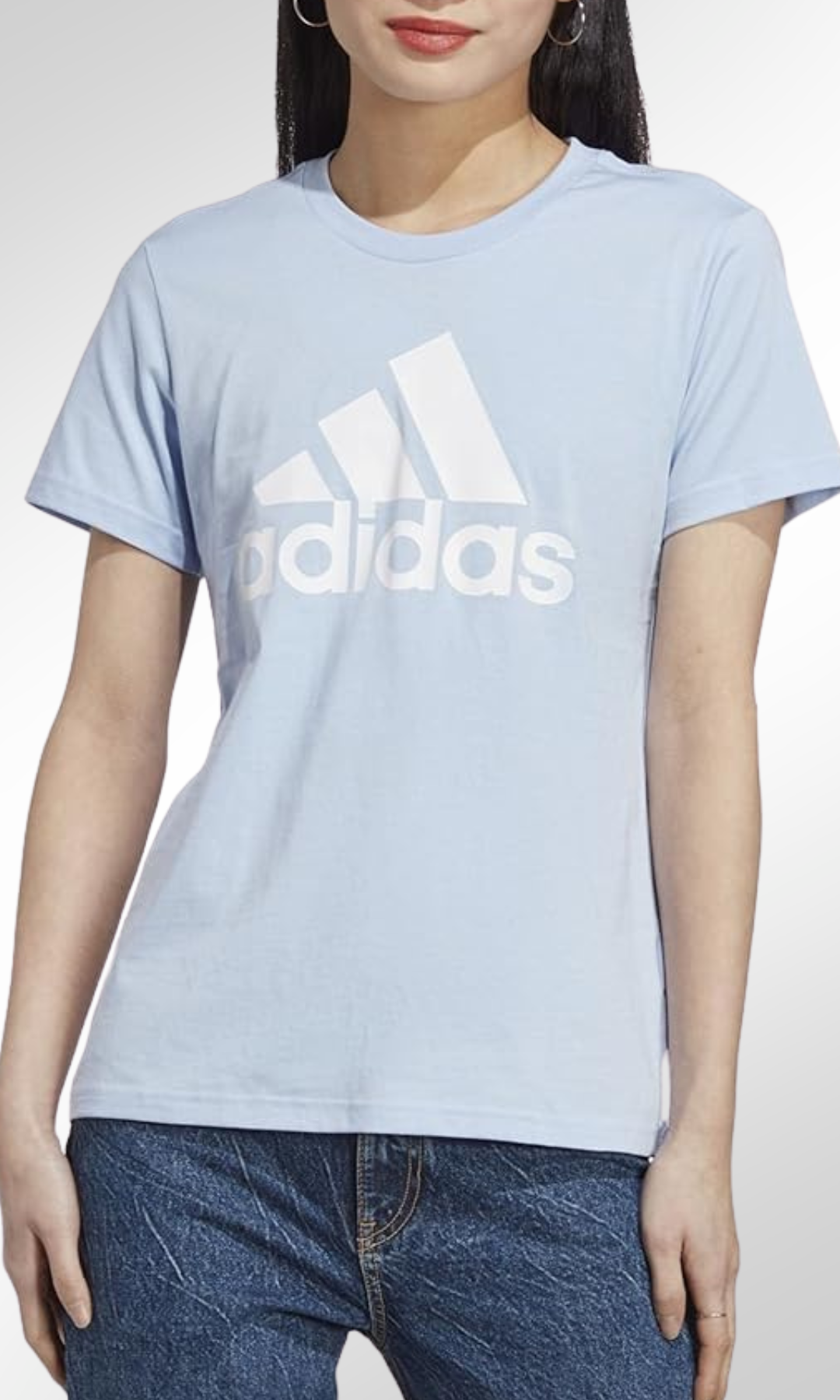 Crew Neck Women T-Shirts (Baby Blue-Big Logo Print)