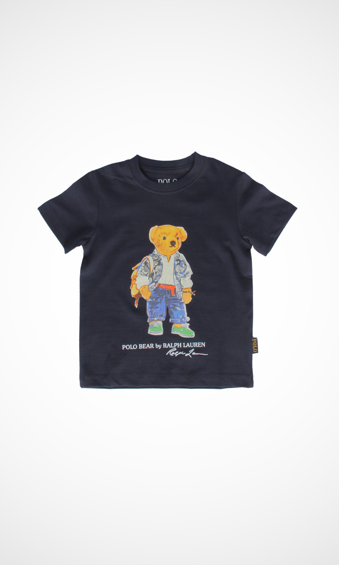 Kids Round T-shirt ( Dark Blue- Logo Bear )-2