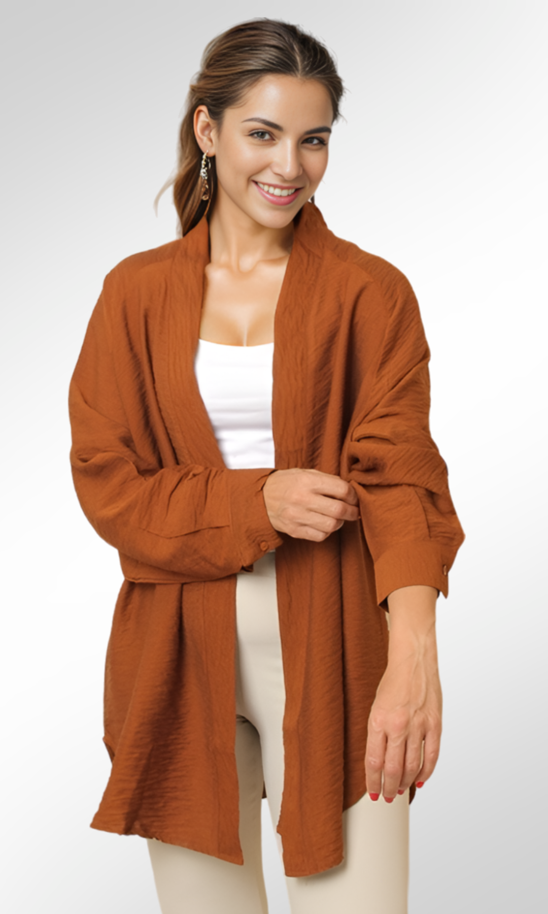 Women Basic Cardigan (Brown)