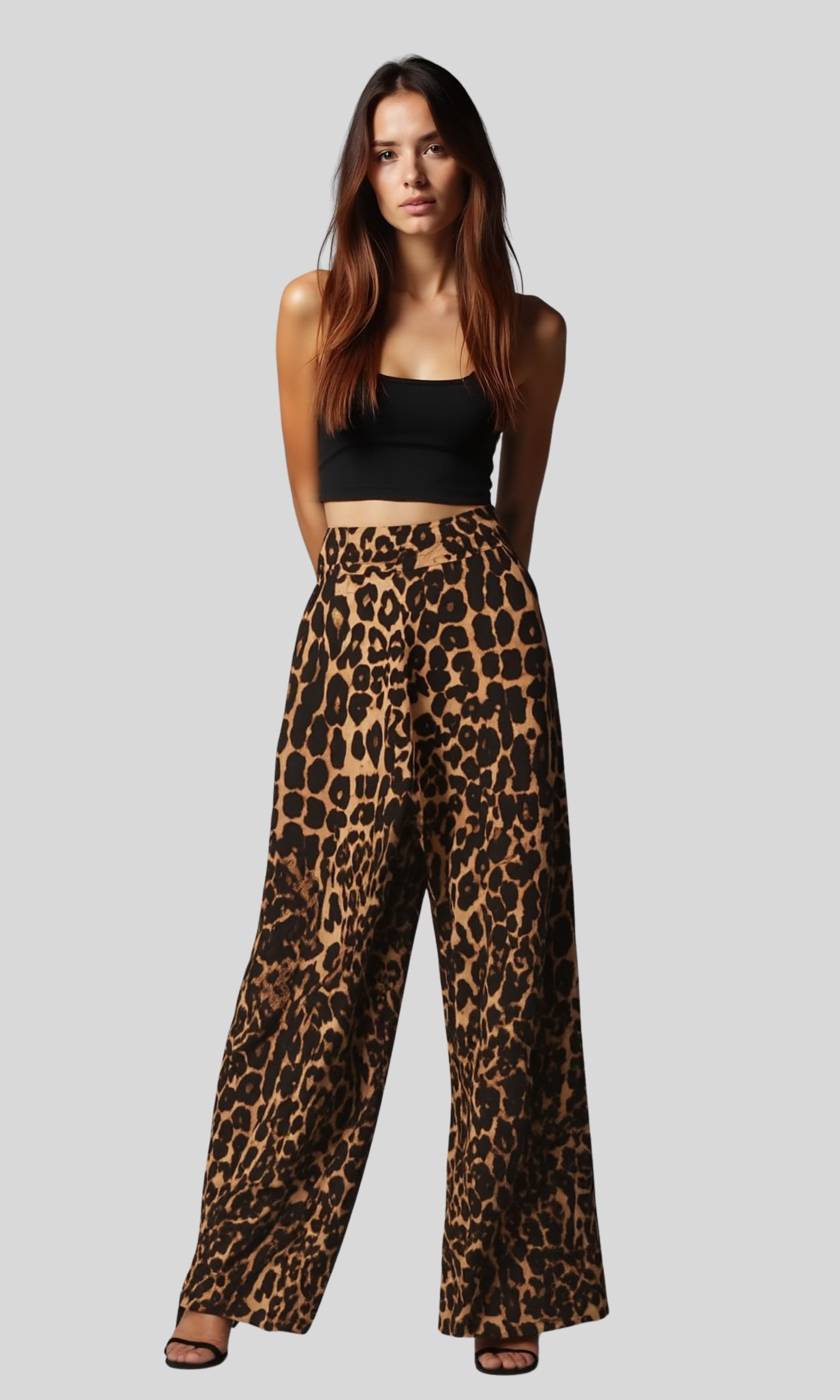 Women Leopard Wide Leg Trousers
