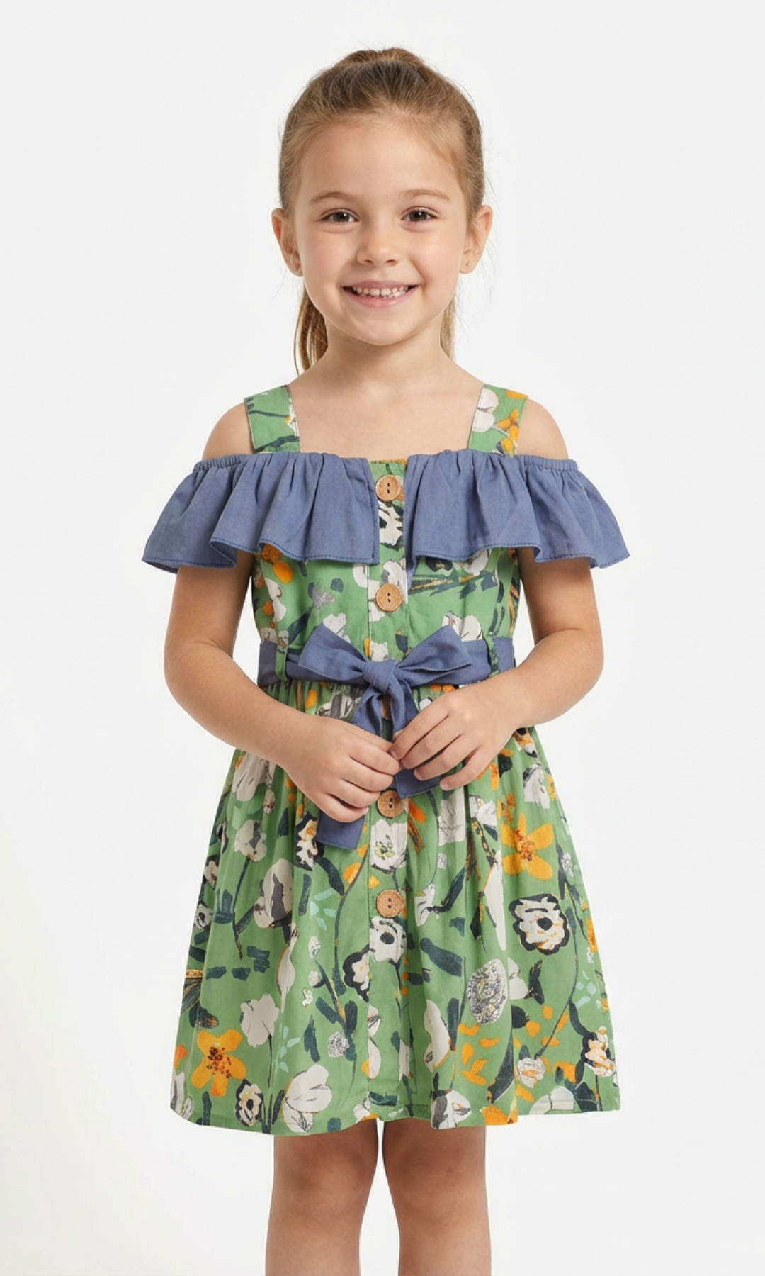 floral kids dress (Green)