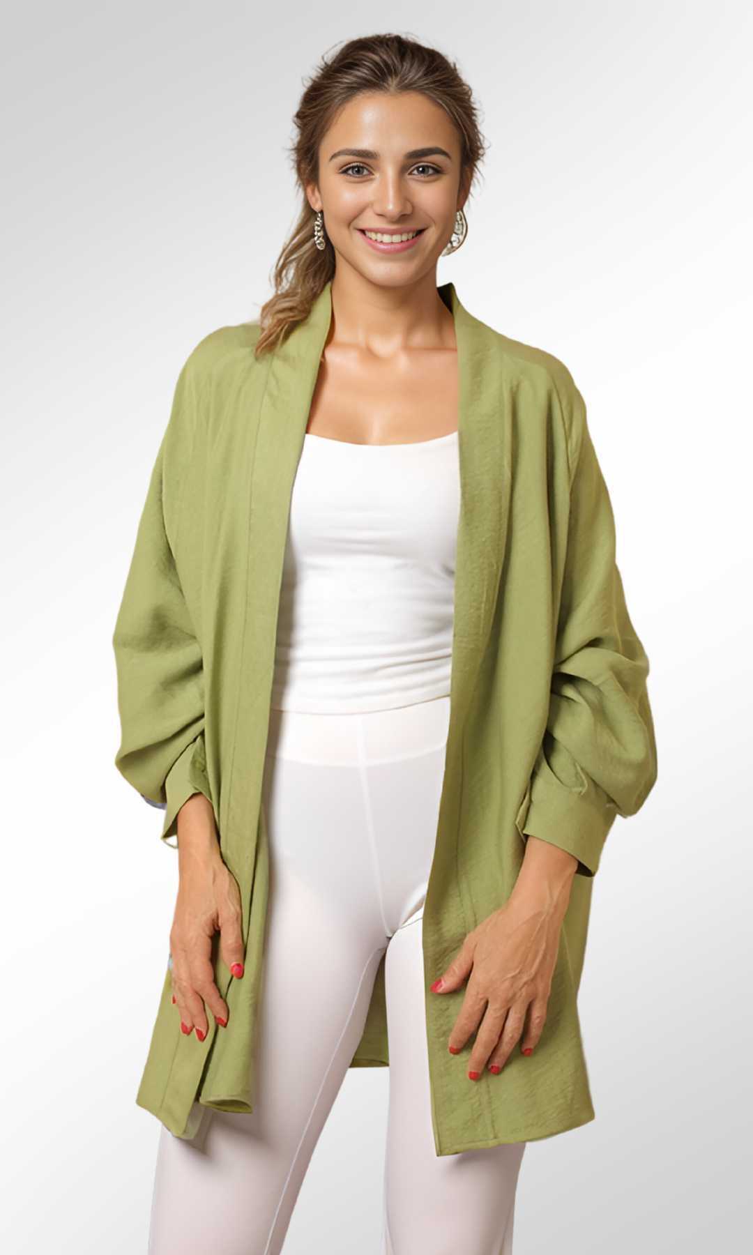 Women Basic Cardigan (Oil Green)