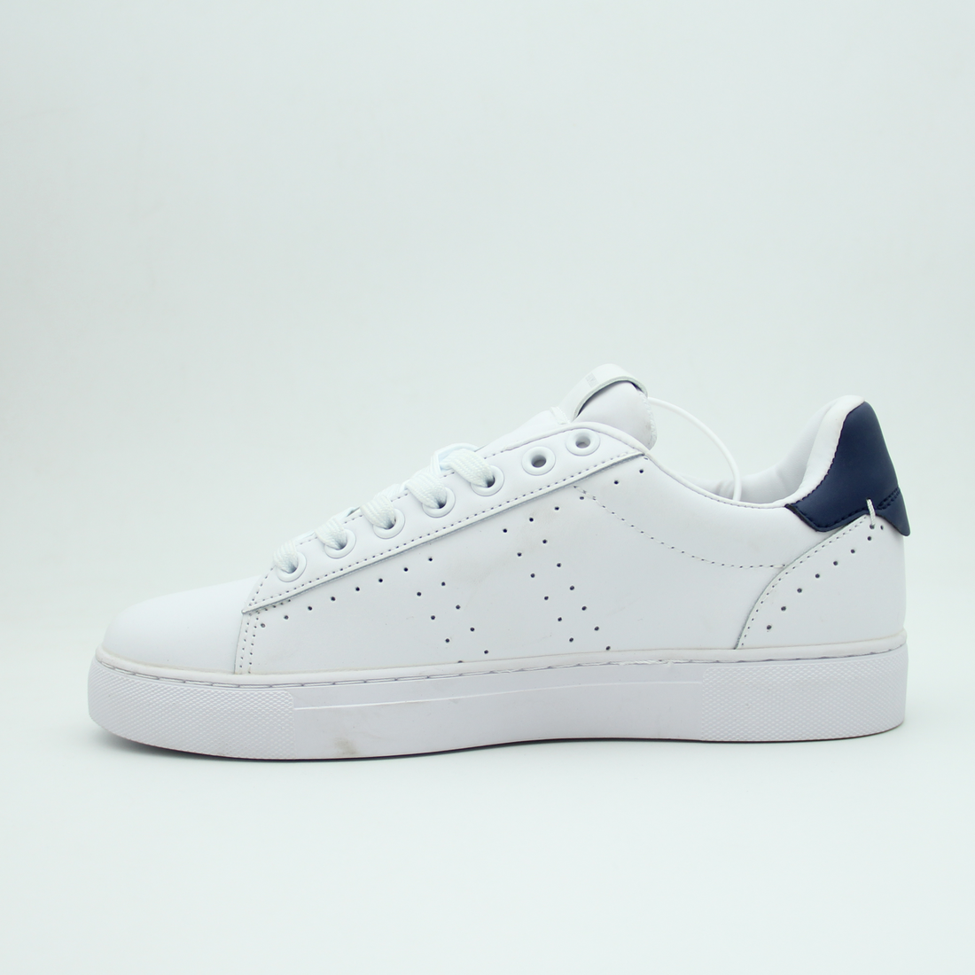 Men Leather Sneakers EM Flat (White*Blue)