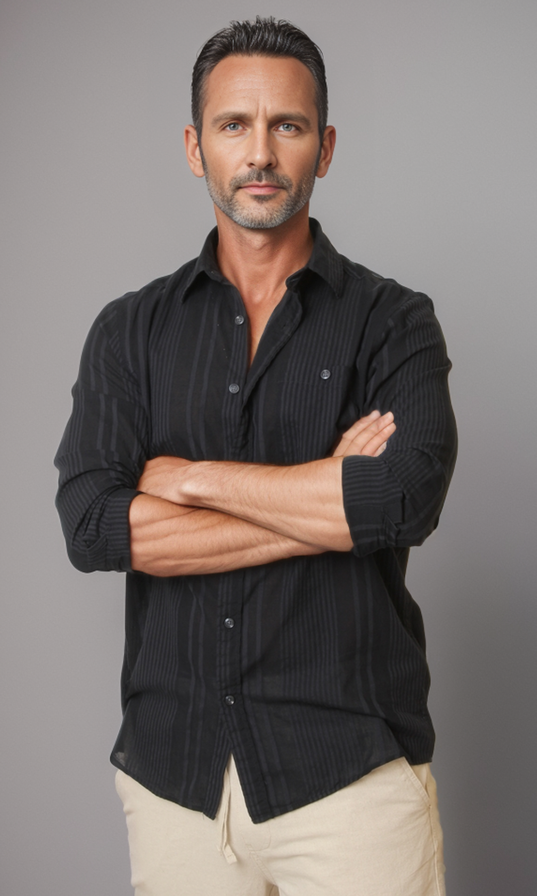 Men Cotton Shirt Plain (Dark Blue)