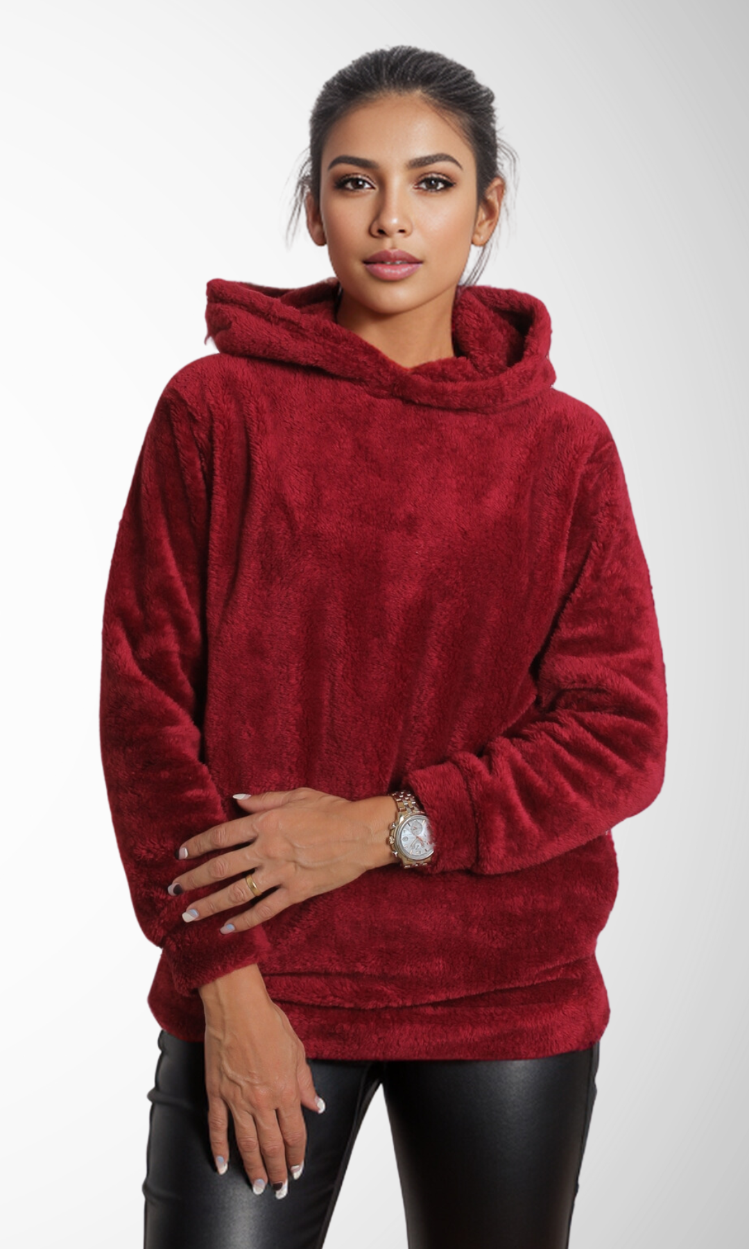 Women Fleece Hoodie (Burgundy)