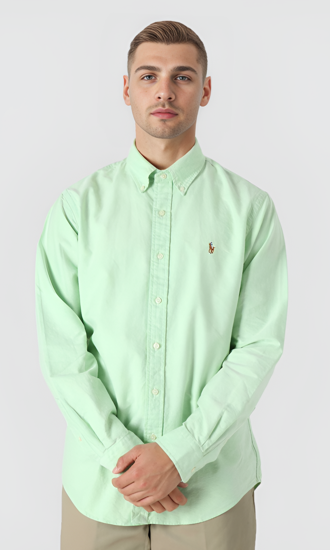 Men Slim Fit Oxford Shirt -PRL (Light Green)