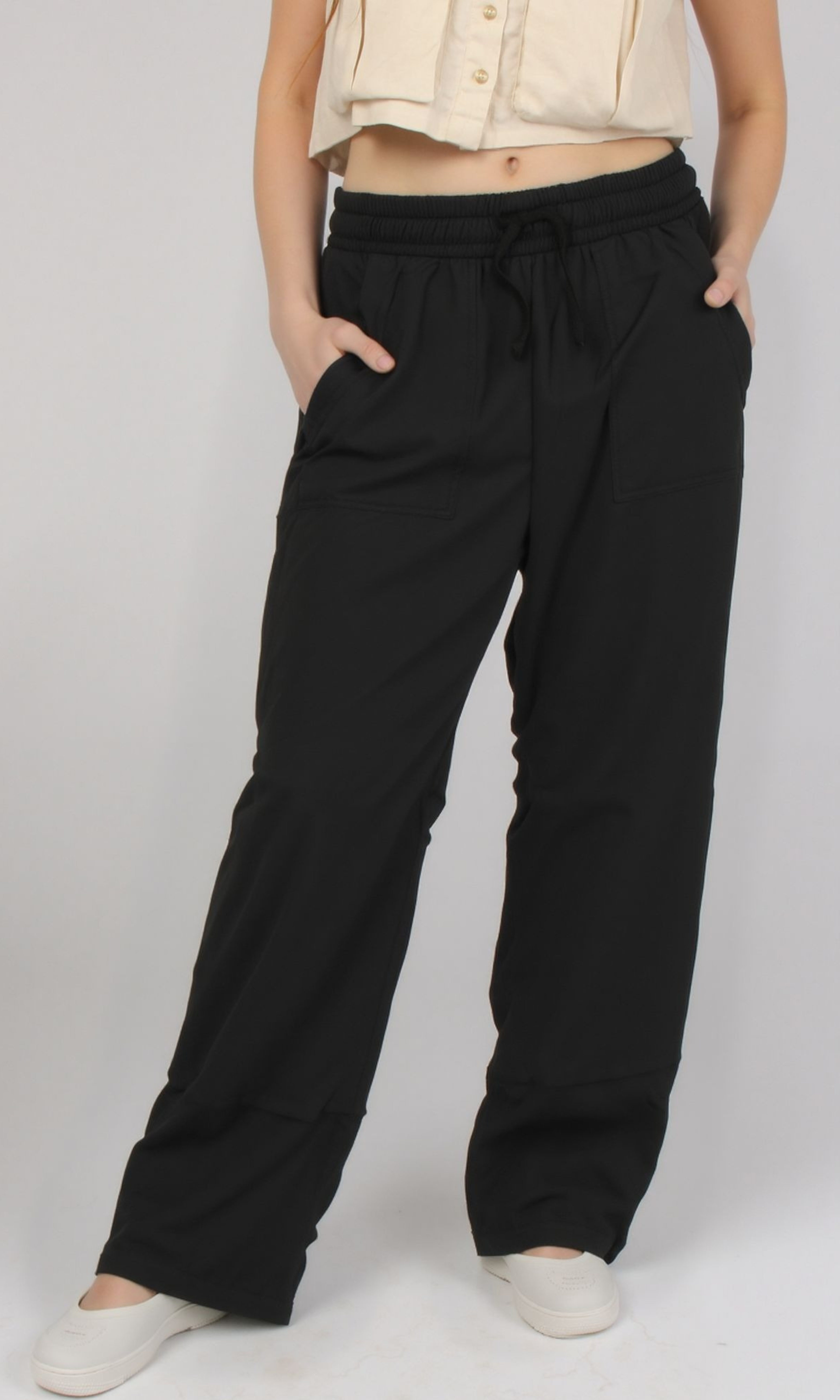 Women Elastic Waist Wide Leg Pants