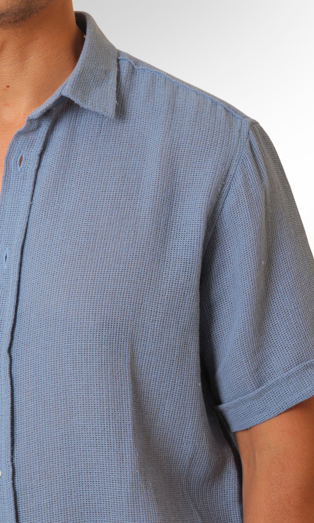 Men Regular Fit Shirt with Spread-Collar (Blue)