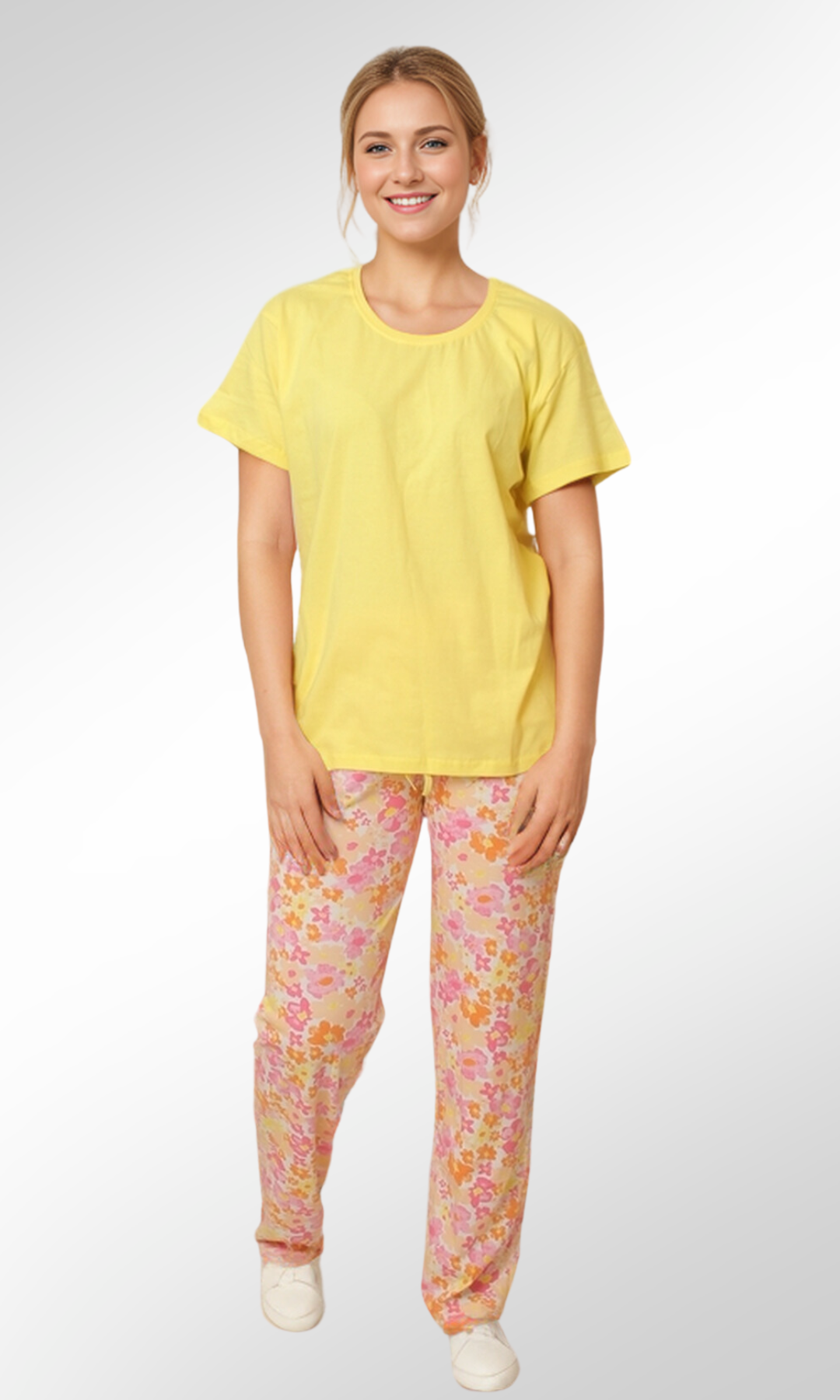 Women Pajama Set Yellow Primark (T-Shirt & Pants)