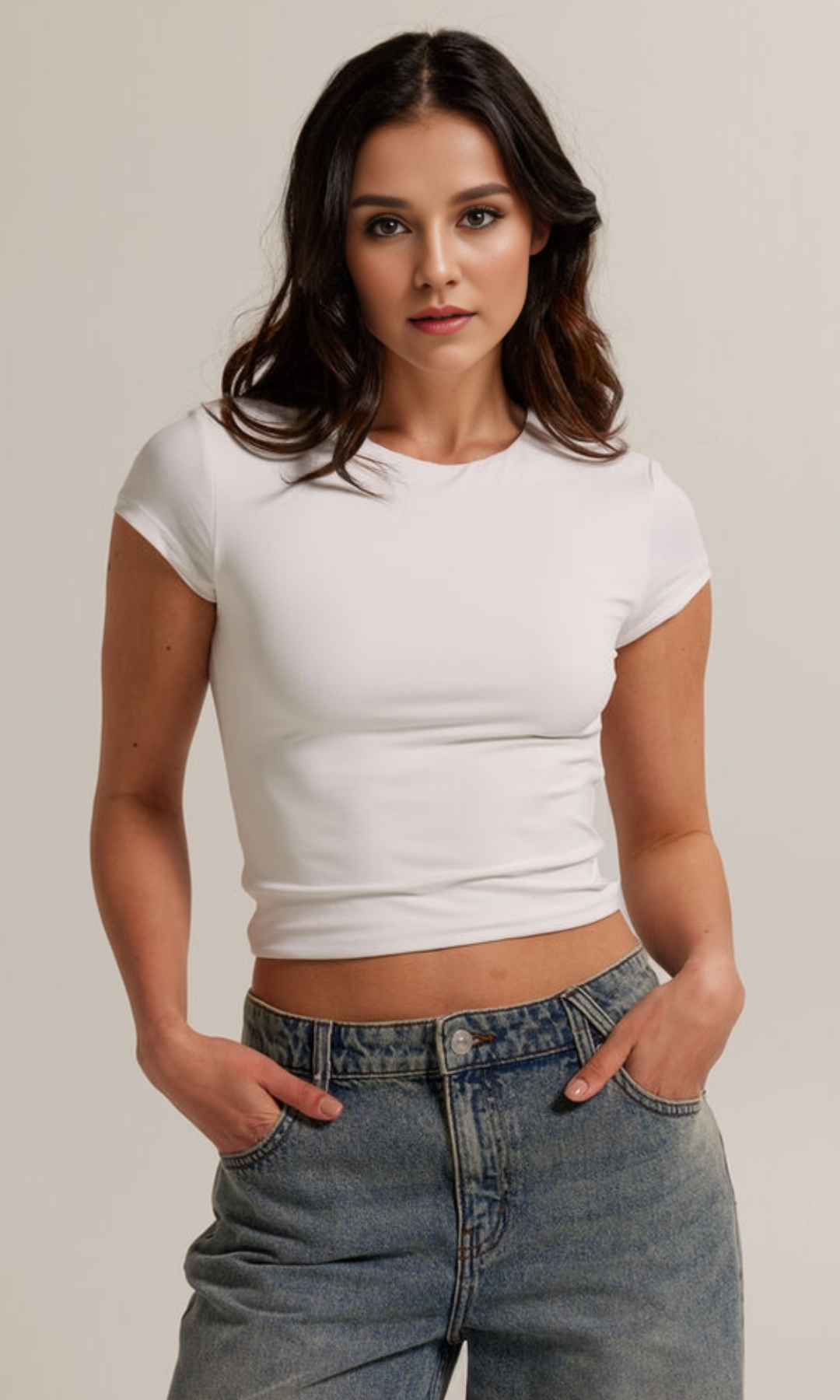 NUT Plain Women Crop Top Short Sleeve